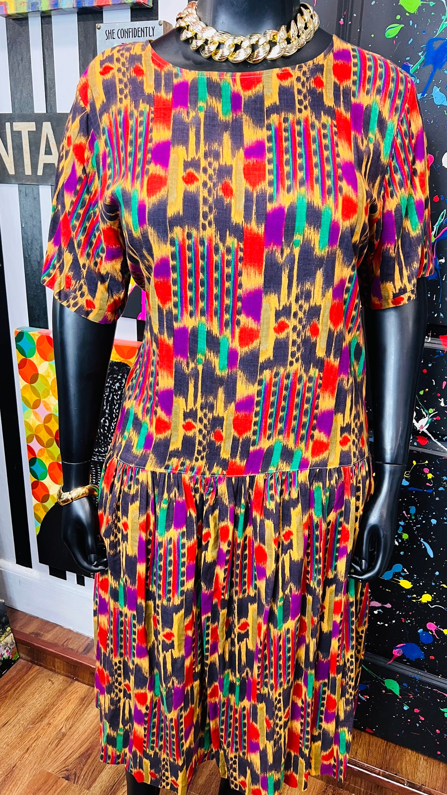 Vintage Tribal Print Sleeveless Dress (14)
