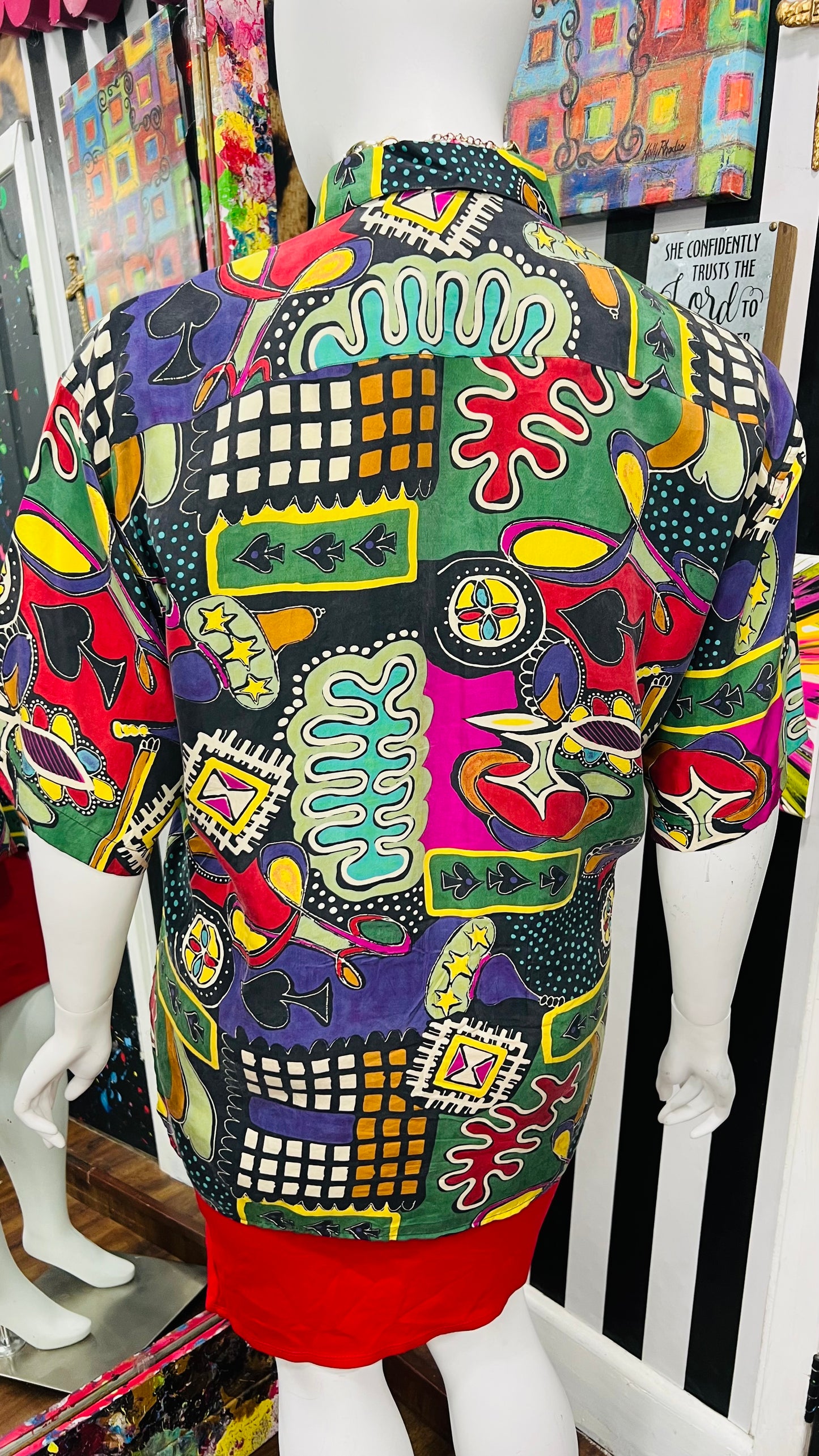 Vintage 100% Silk Funky Blouse (18)