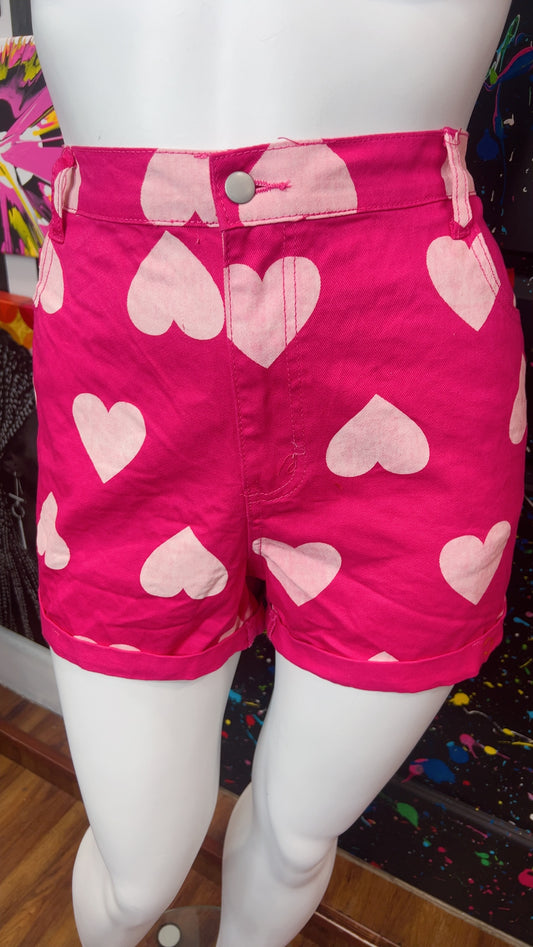 Denim Pink Heart Shorts (20)