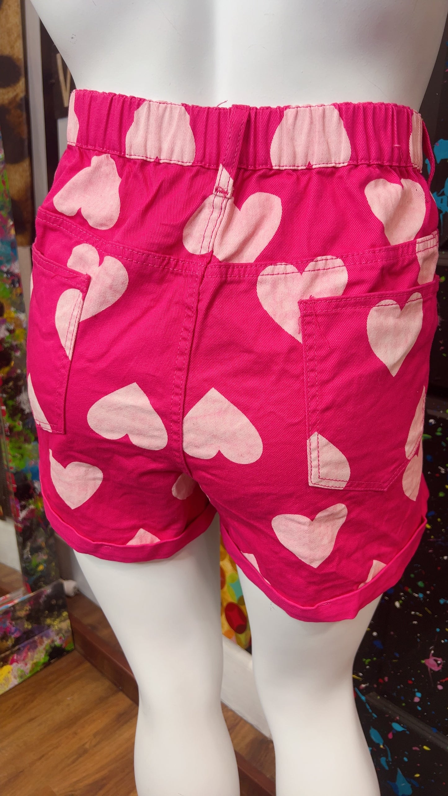 Denim Pink Heart Shorts (20)