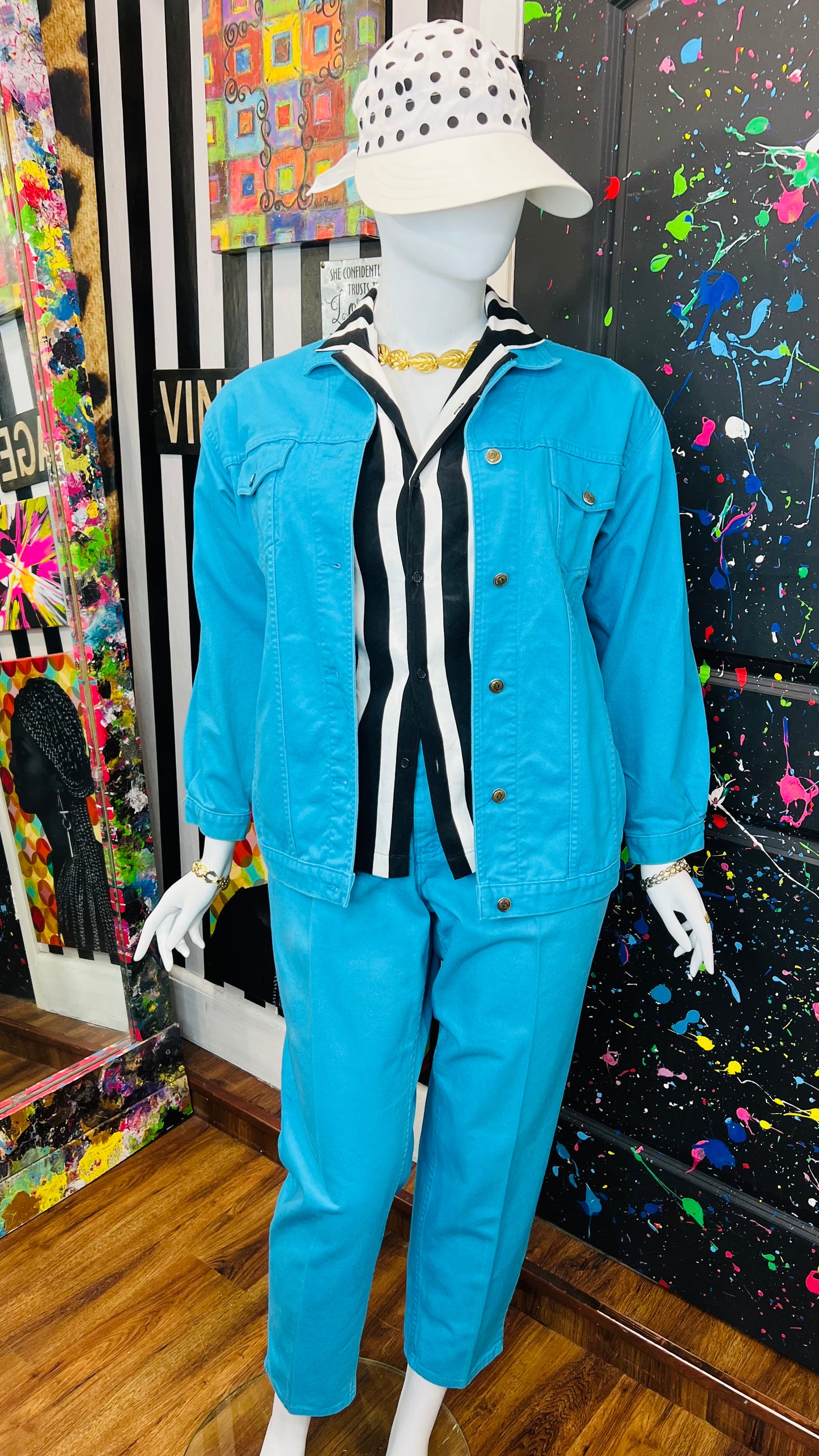 Vintage Blue Denim Pants & Jacket Set (14/16)