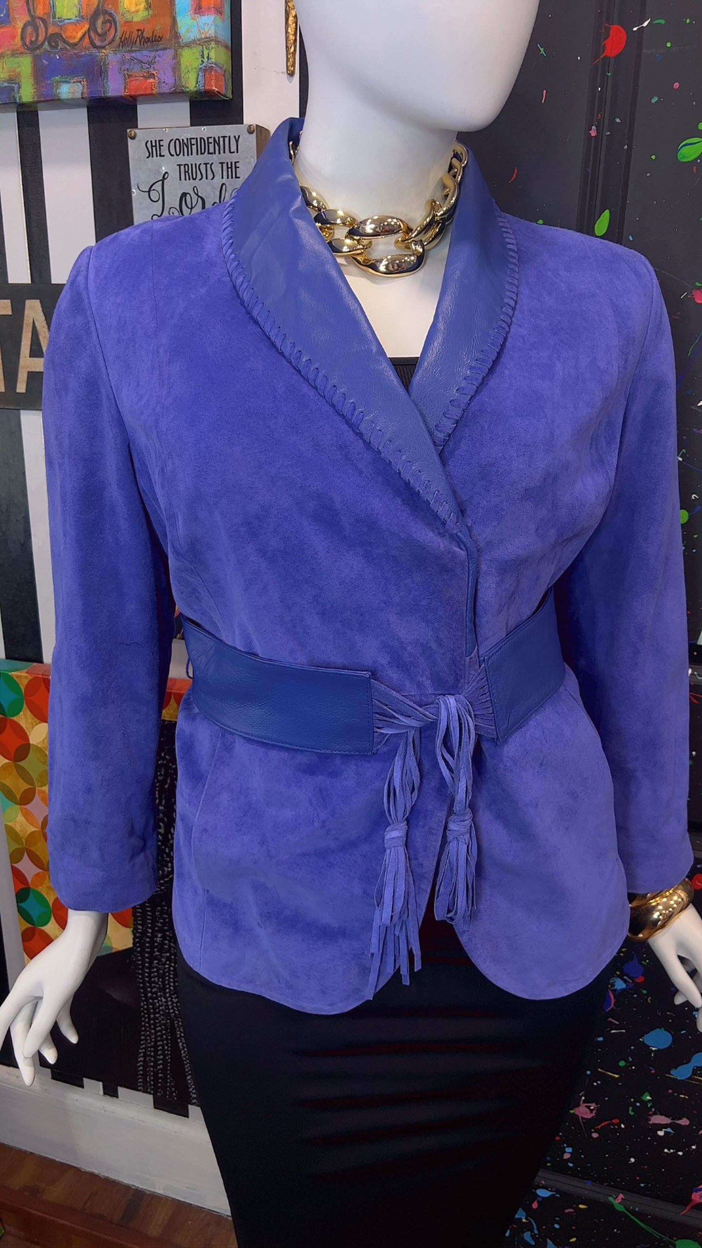 Vintage Suede Leather Jacket with Belt (18)