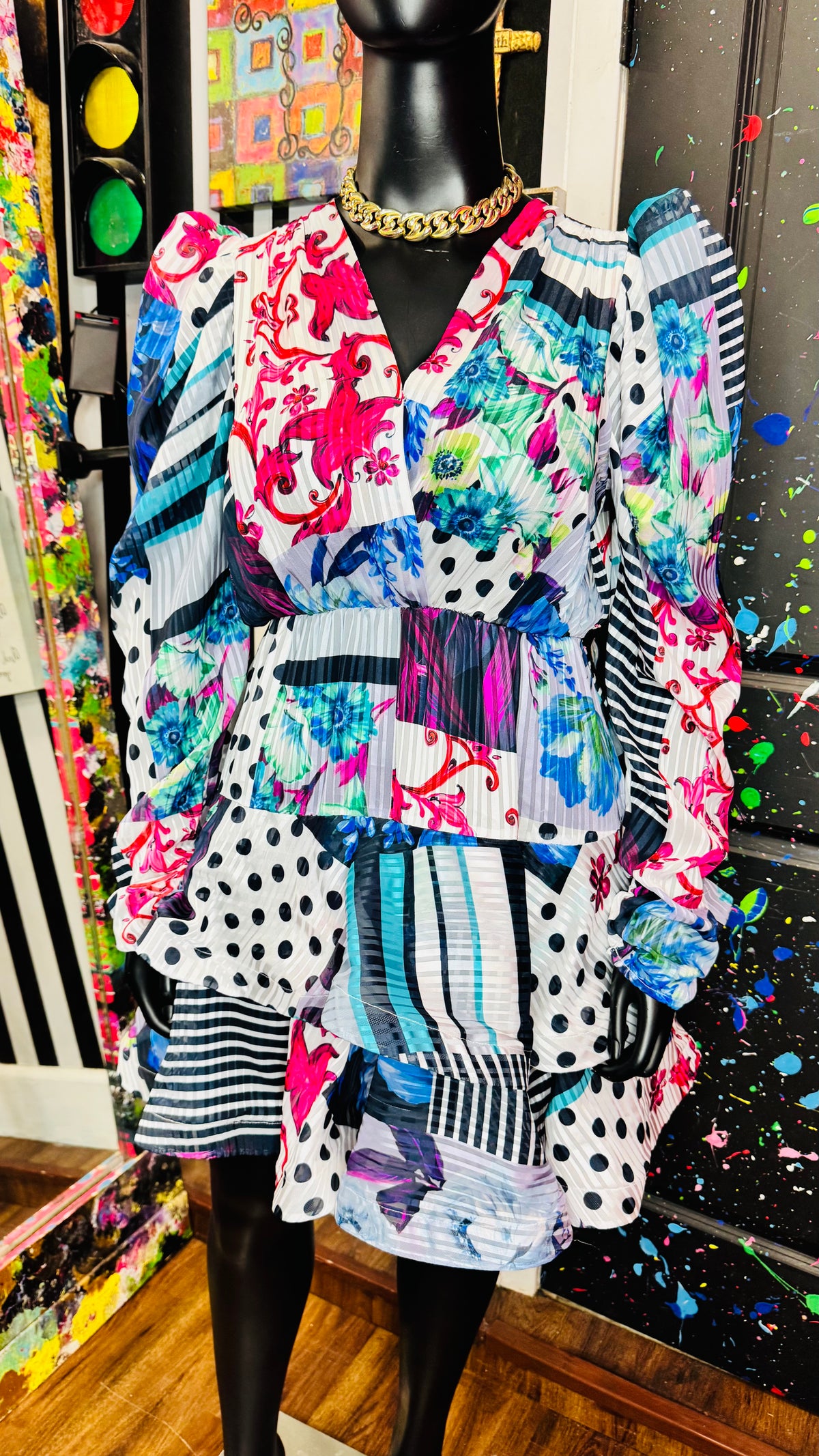 Vintage Inspired Polka Dot Layered Dress (14)
