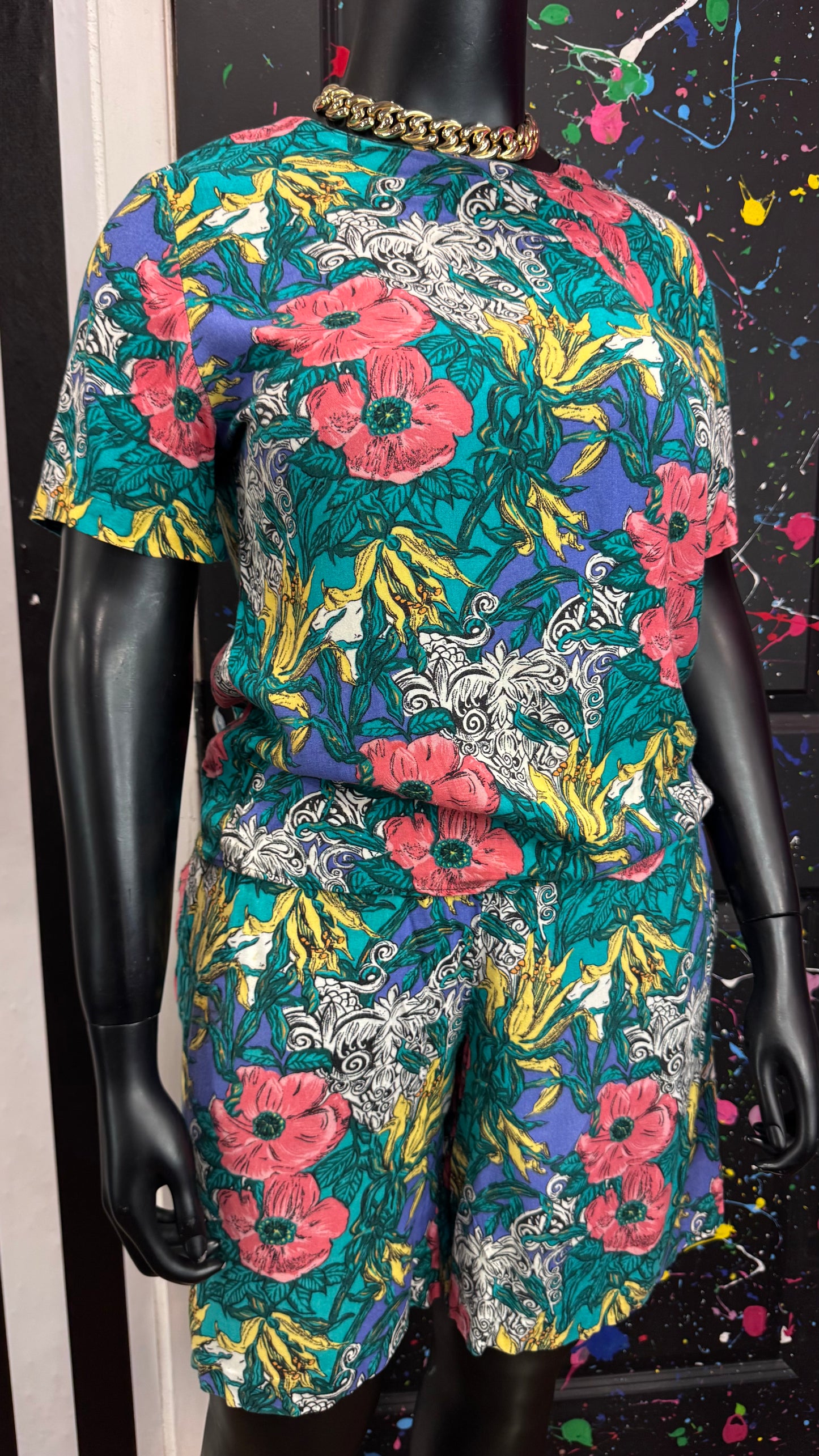 Vintage Rayon Abstract Short Set (14)