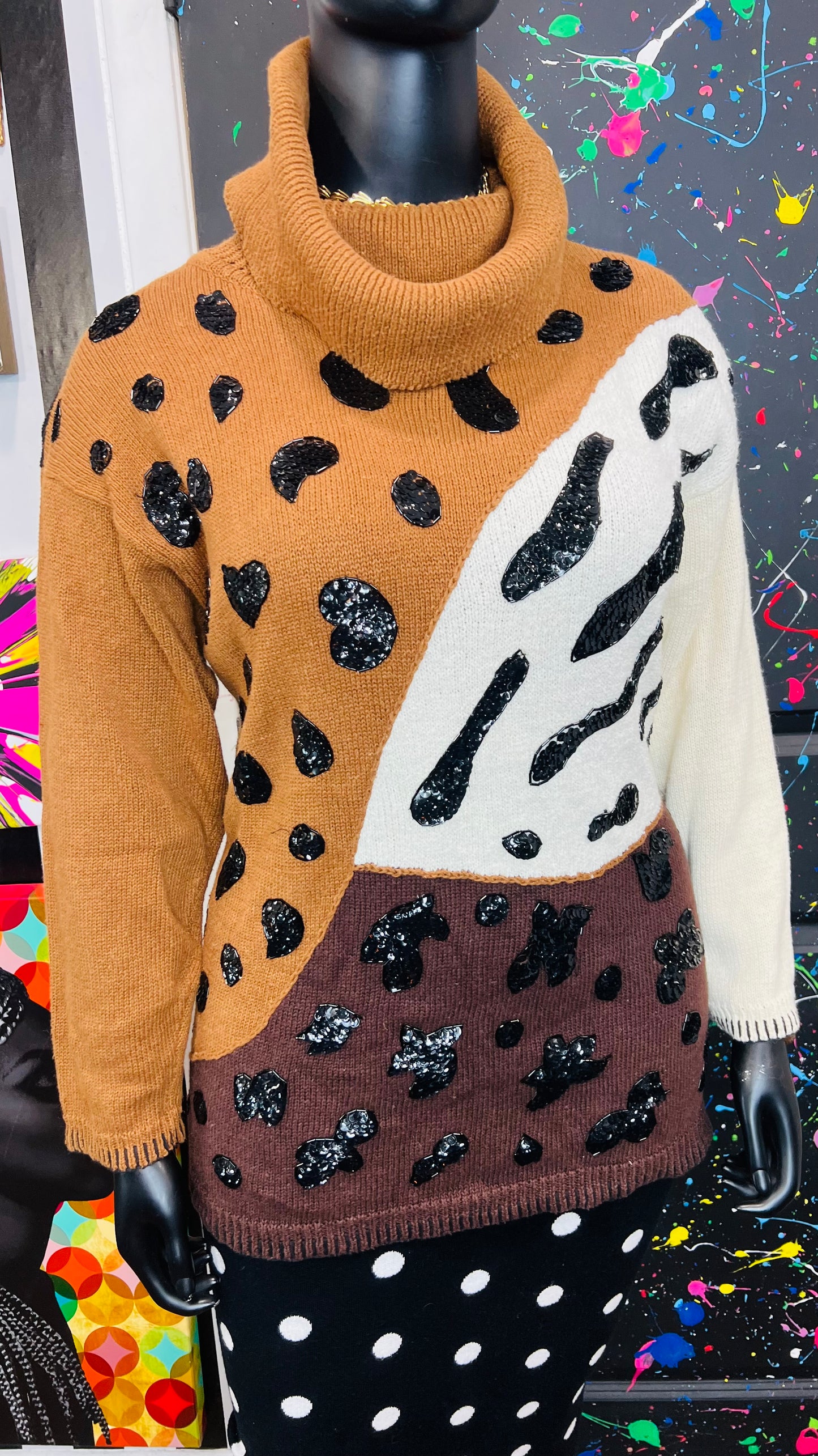 Vintage Sequin Animal Print Sweater (20)