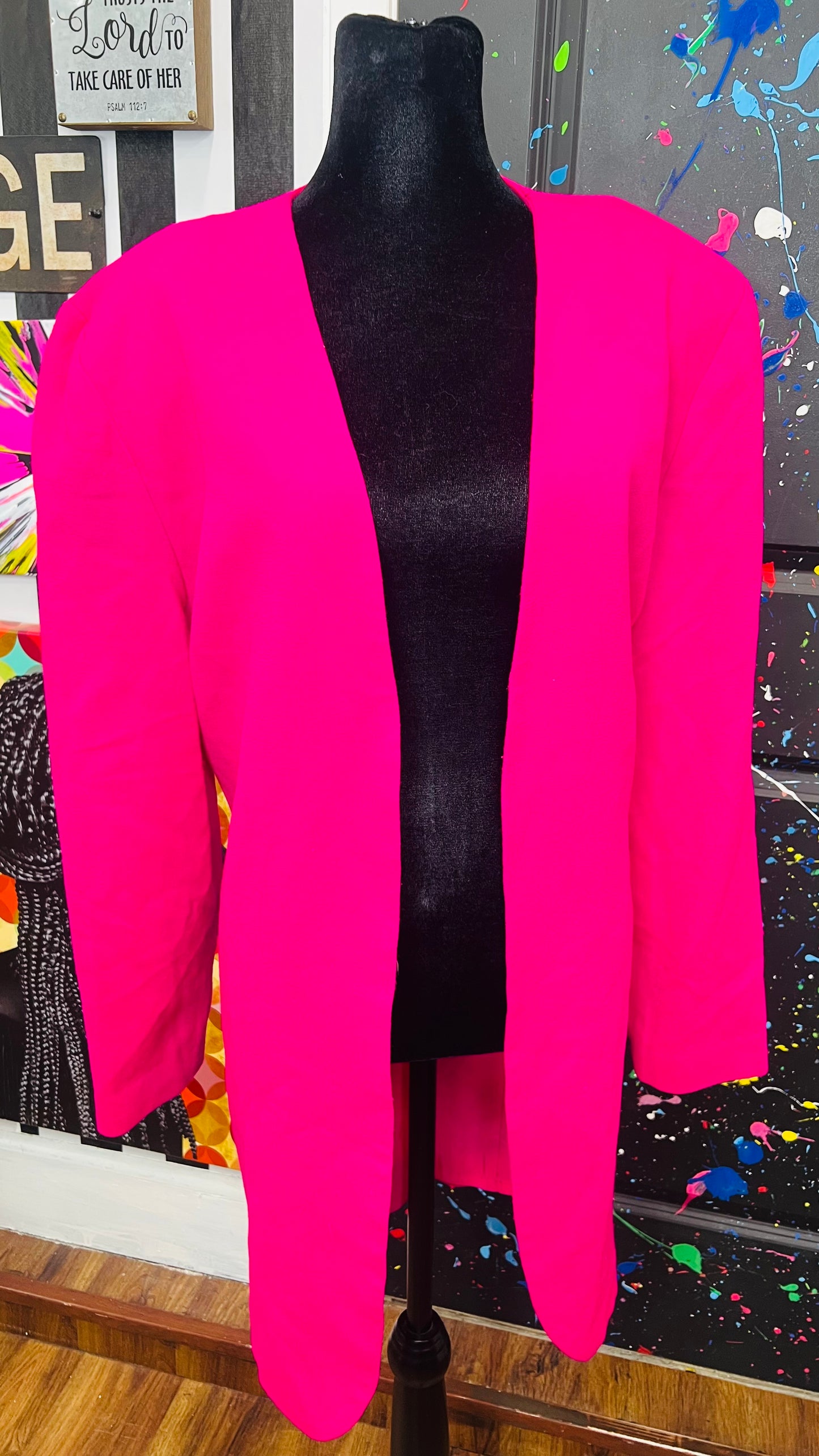 Vintage Open Fuchsia Midlength Blazer (18)