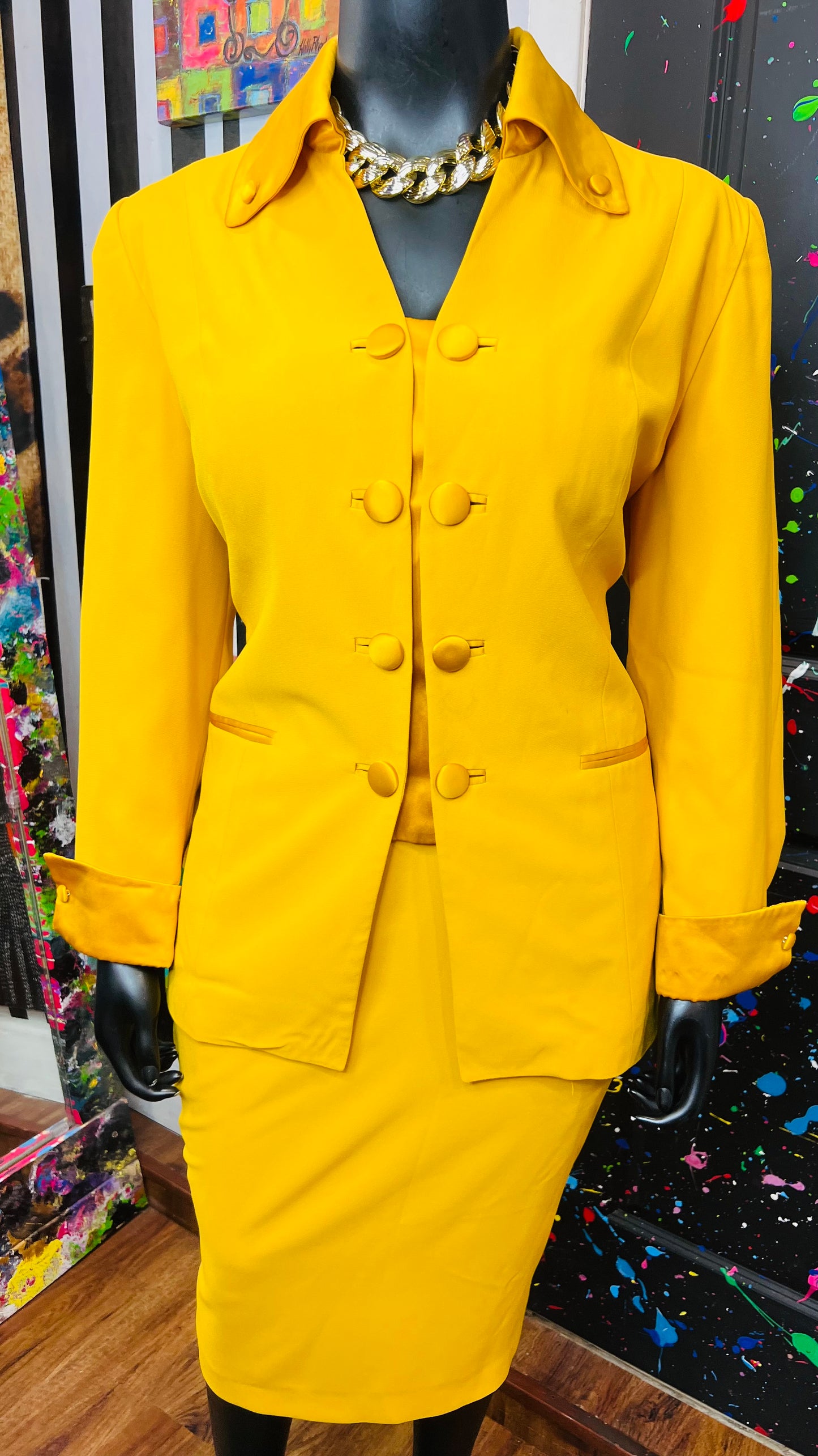 Vintage Gold Skirt Suit (18W)