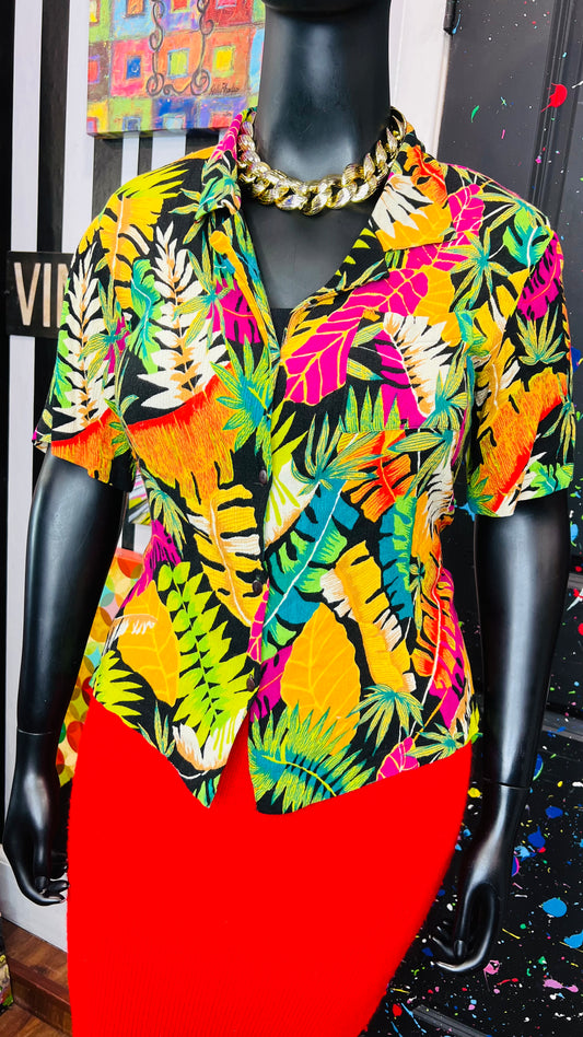 Vintage Rayon Tropical Blouse (18)