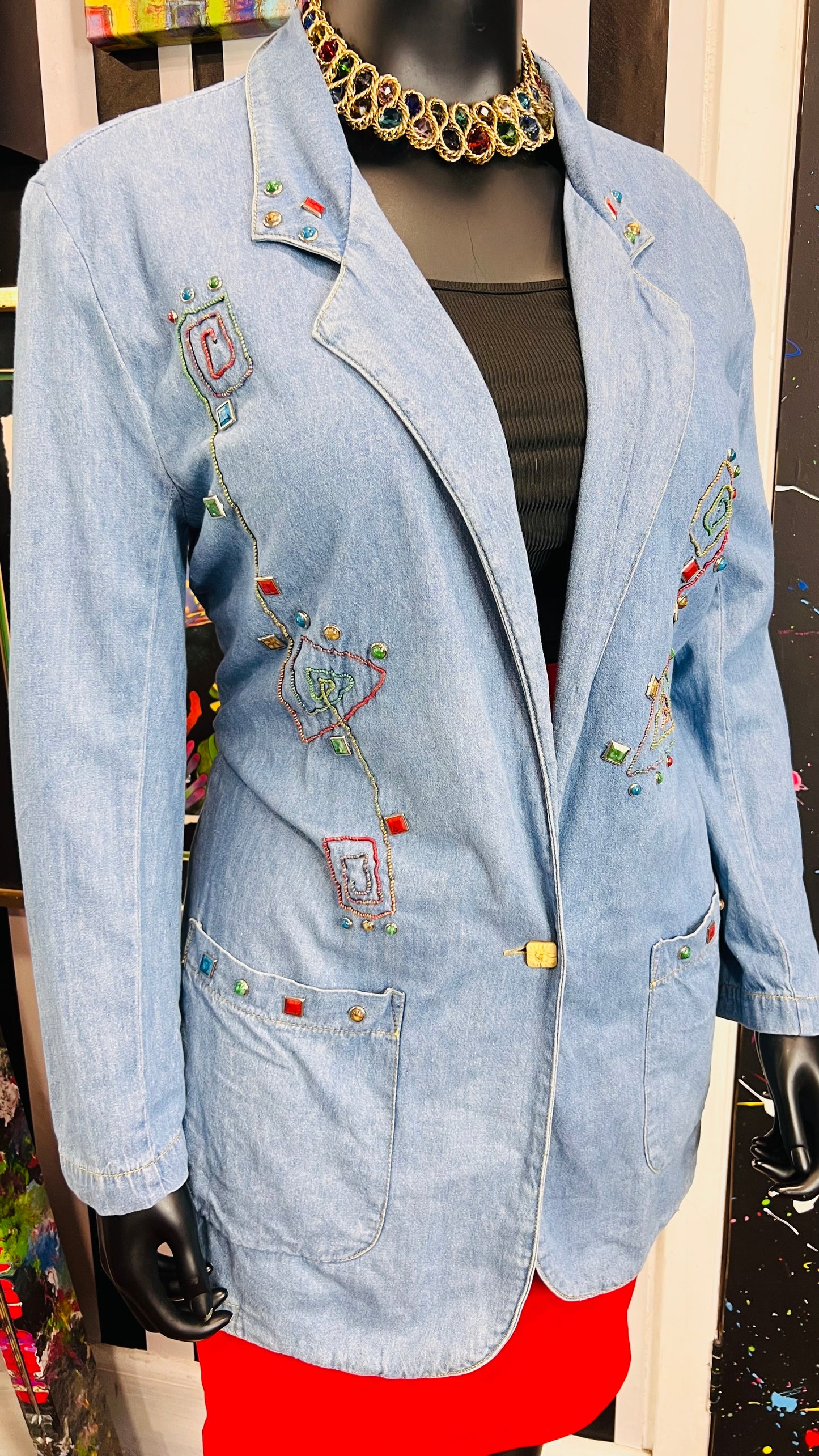 Vintage Jewel Denim Blazer (22)