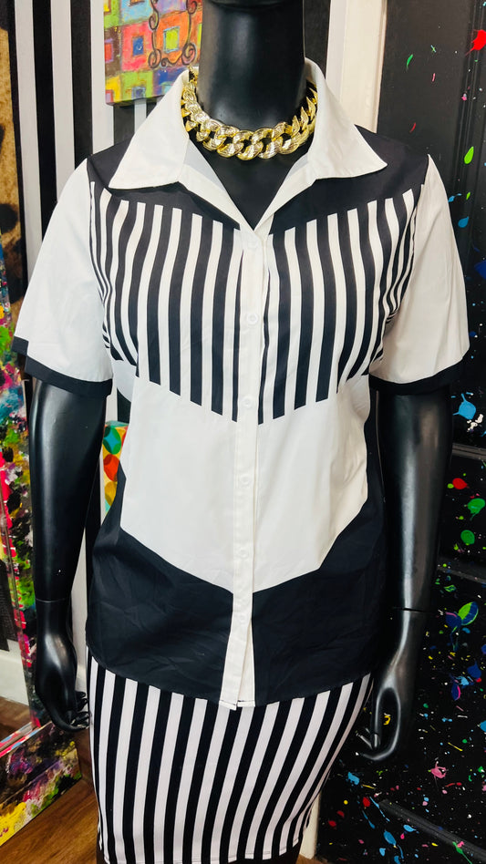 Vintage Inspired Black & White Striped Blouse (18)