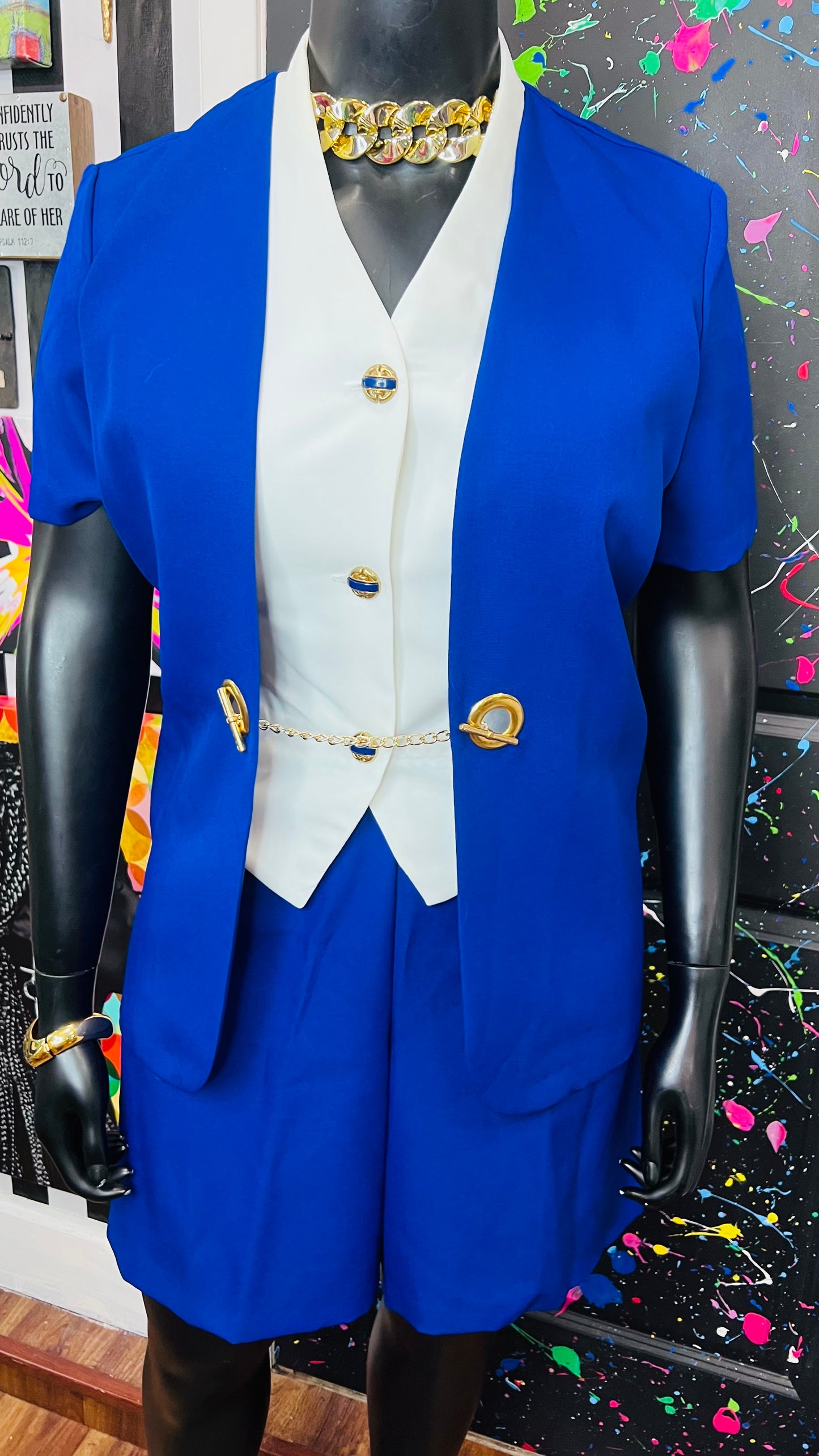 Vintage Blue & White Shorts Suit - DeadStock-New w/Tags (18)