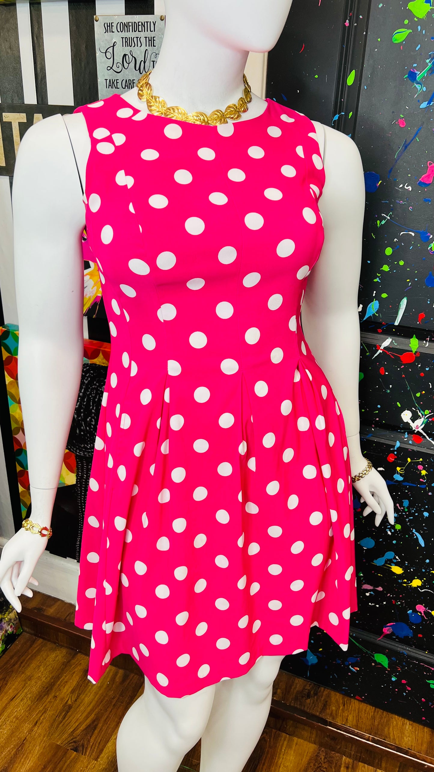 Vintage Y2K Pink & White Polka Dot Dress (14)