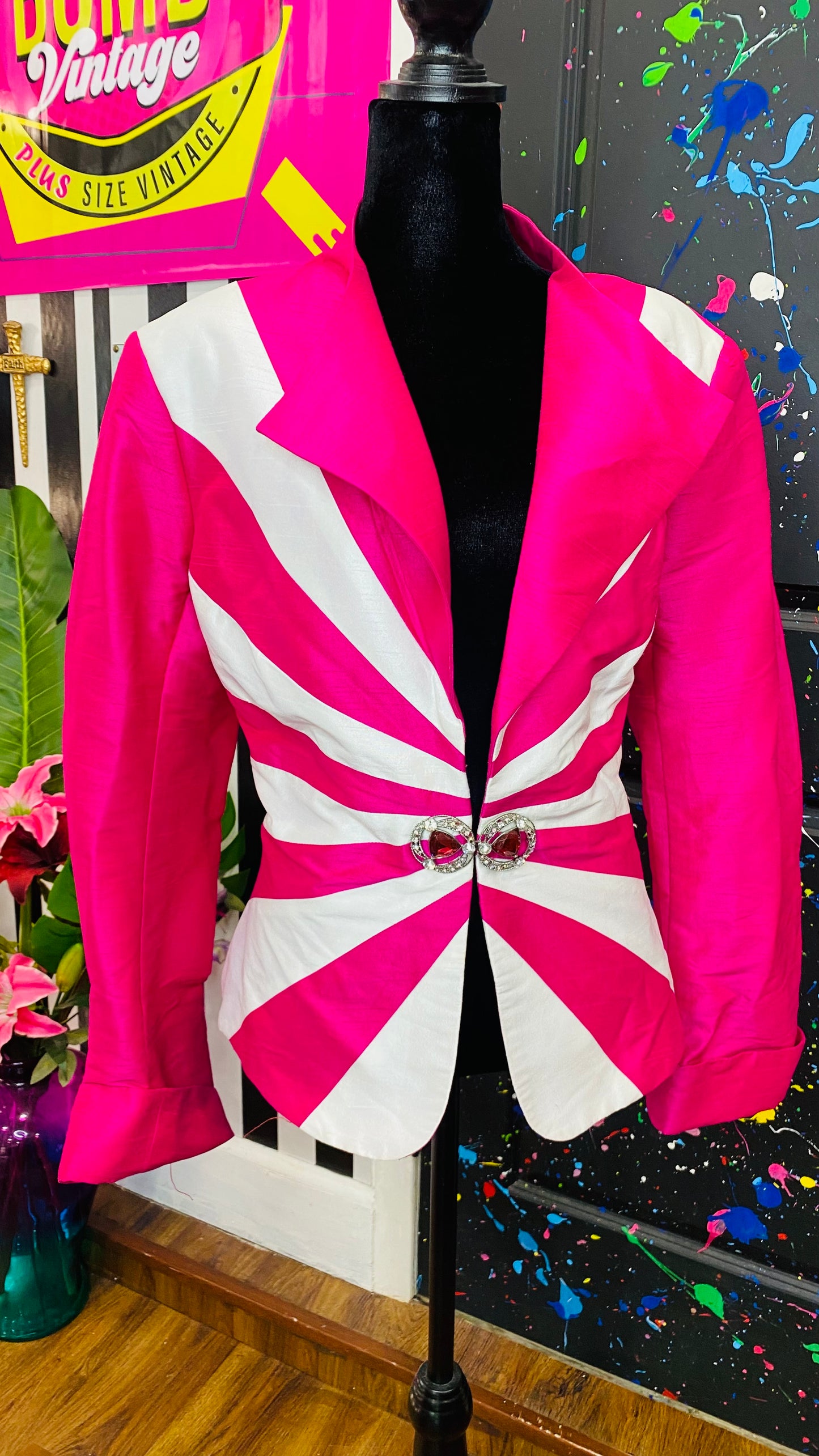 Vintage Pink & White Blazer