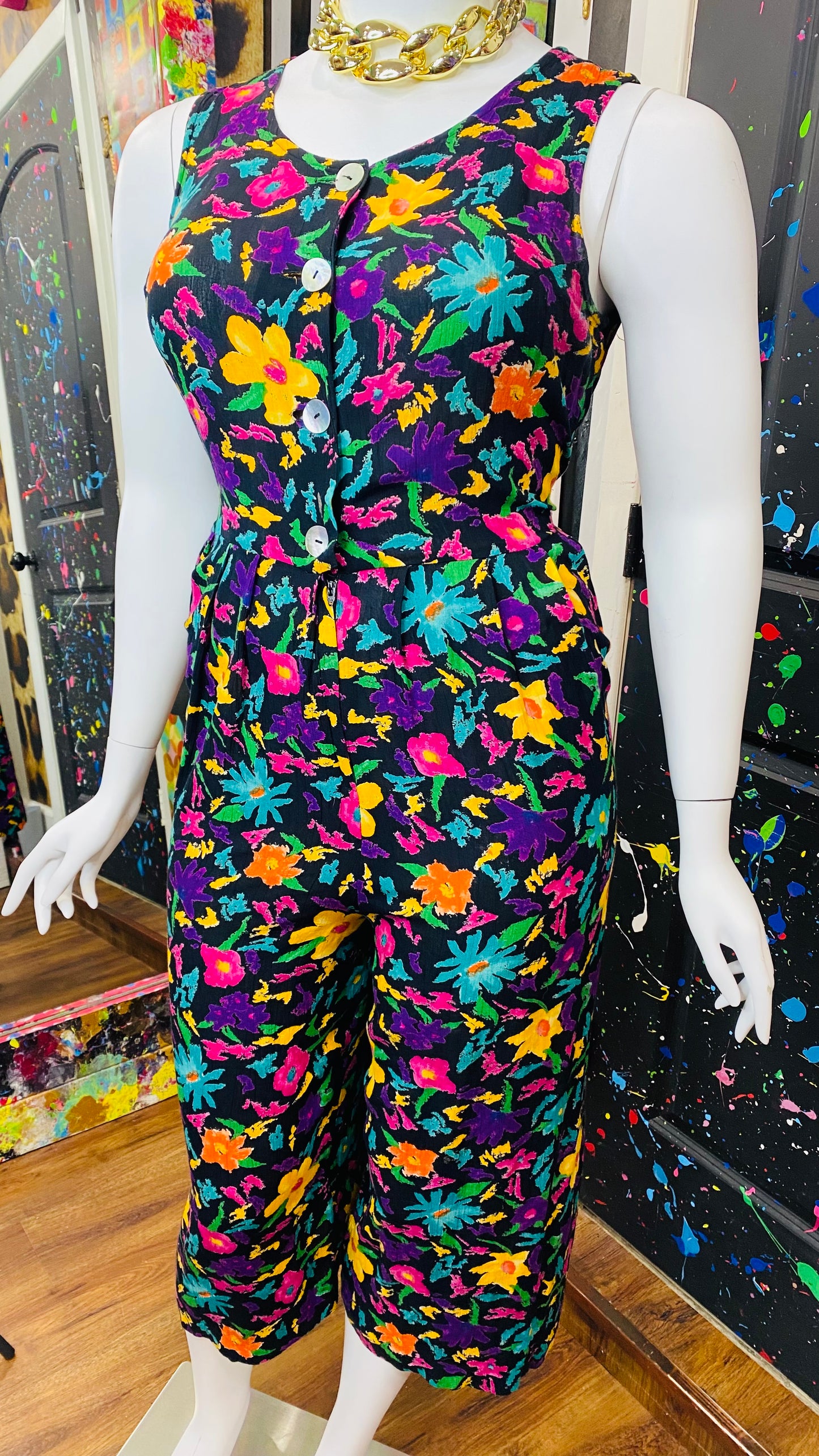 Vintage Floral Wide Leg Jumpsuit (12/14)