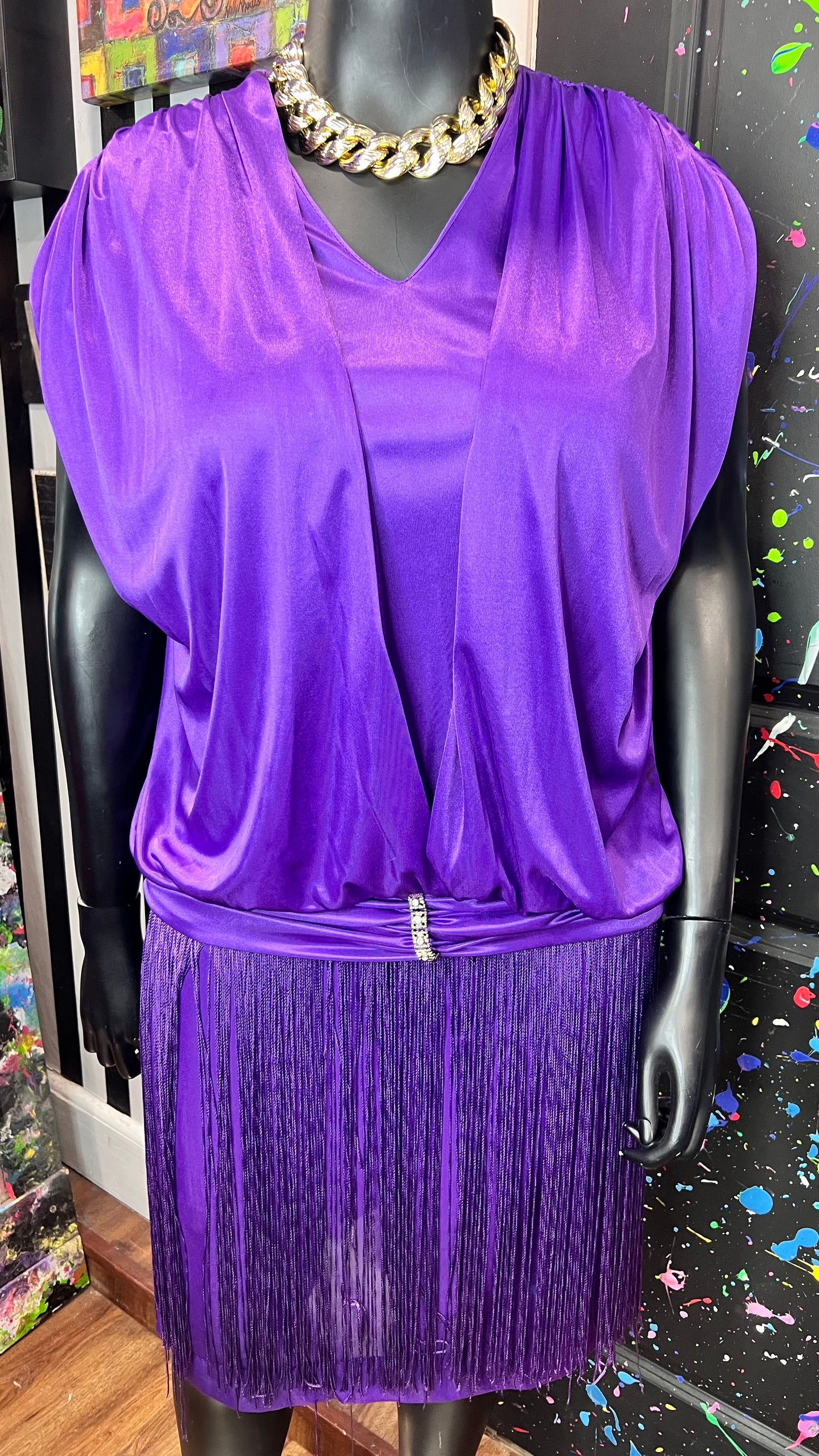 Vintage Purple Fringe Dress (16)