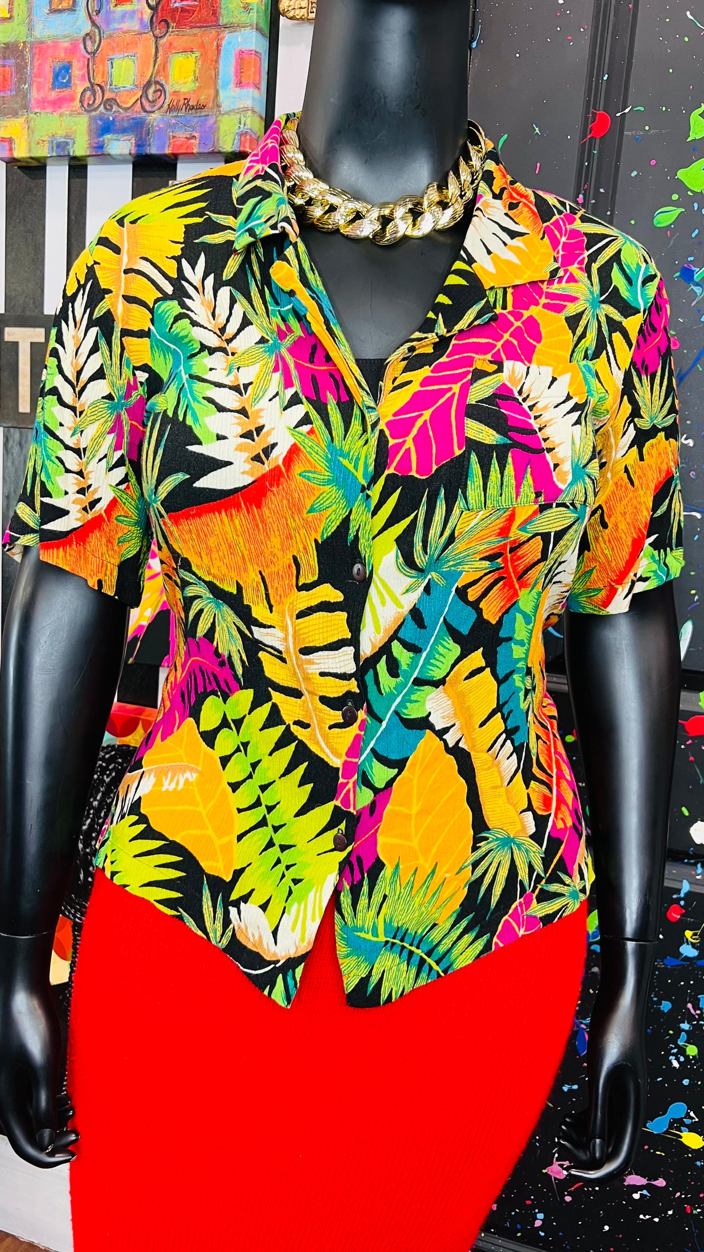 Vintage Rayon Tropical Blouse (18)