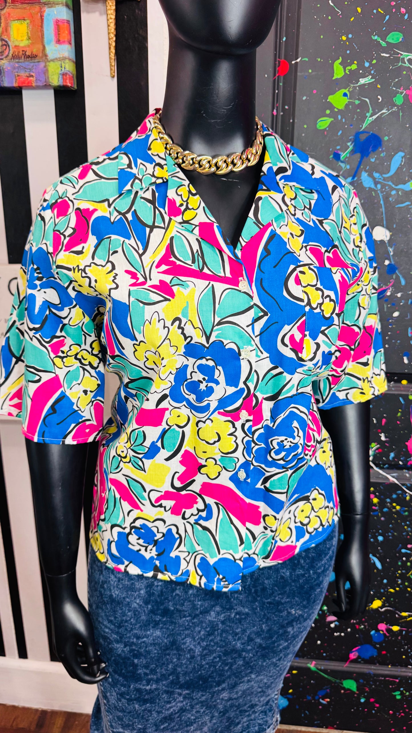 Vintage Floral Cotton & Rayon Blouse (20)