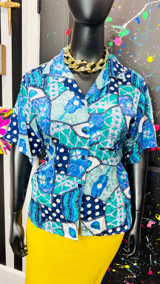 Vintage Polka Dot & Abstract Blouse (16)