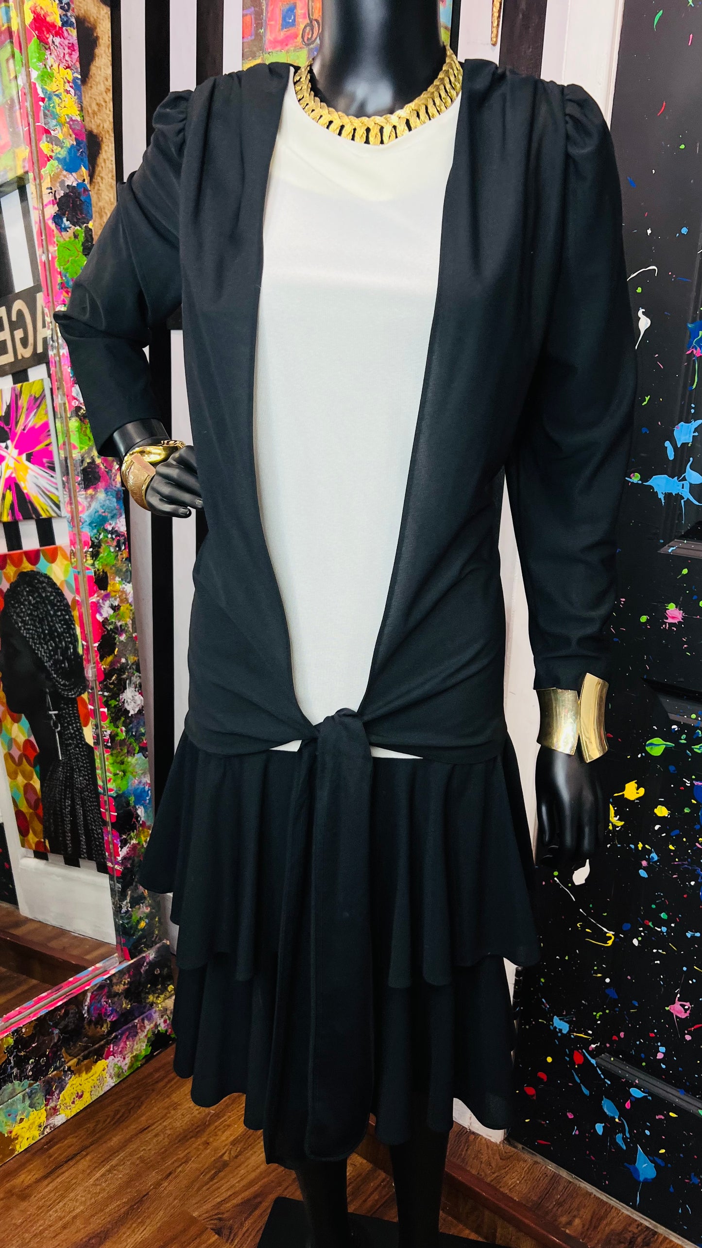Vintage Layered Black & White Dress (12)