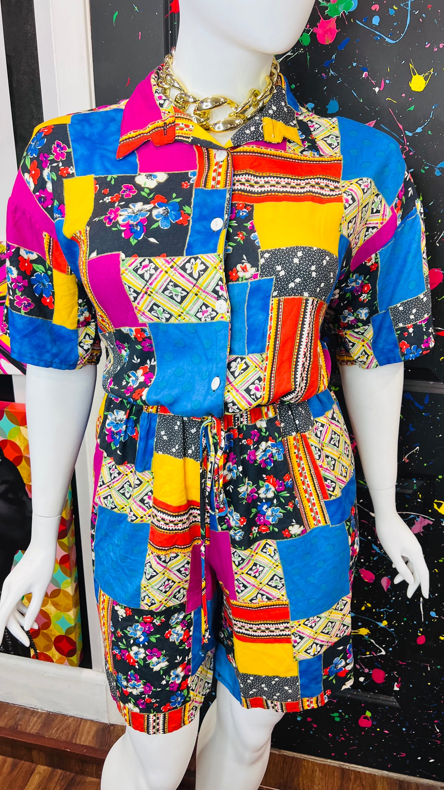 Vintage Patchwork Rayon Romper (16/18)