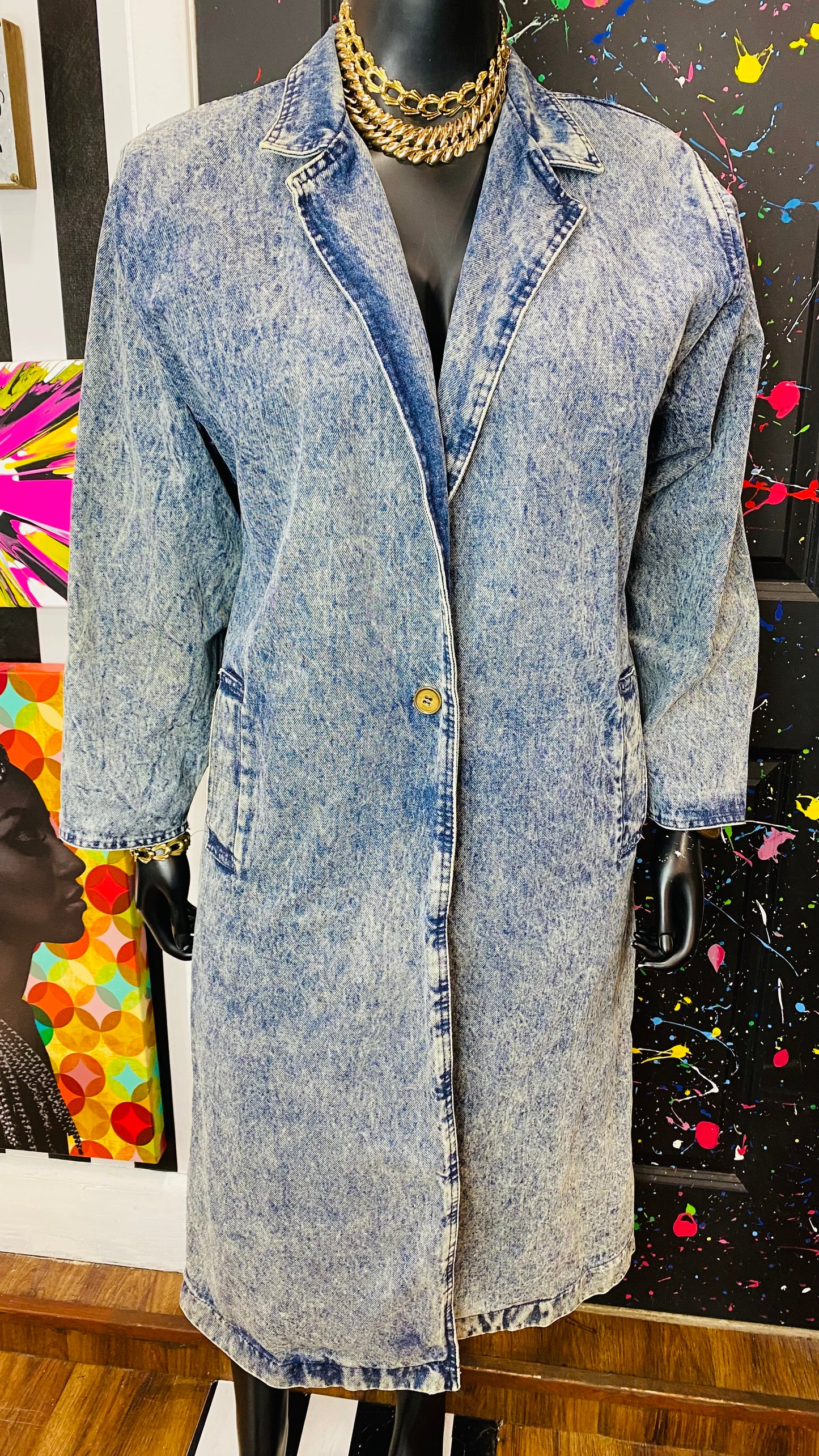 Vintage Acid Wash Denim Duster (16)