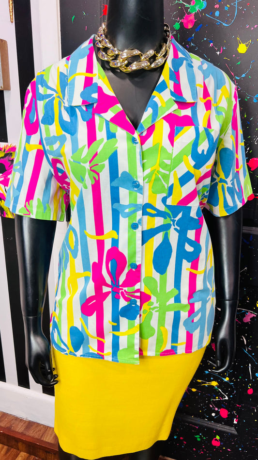 Vintage Cotton Abstract 80’s Blouse (22)