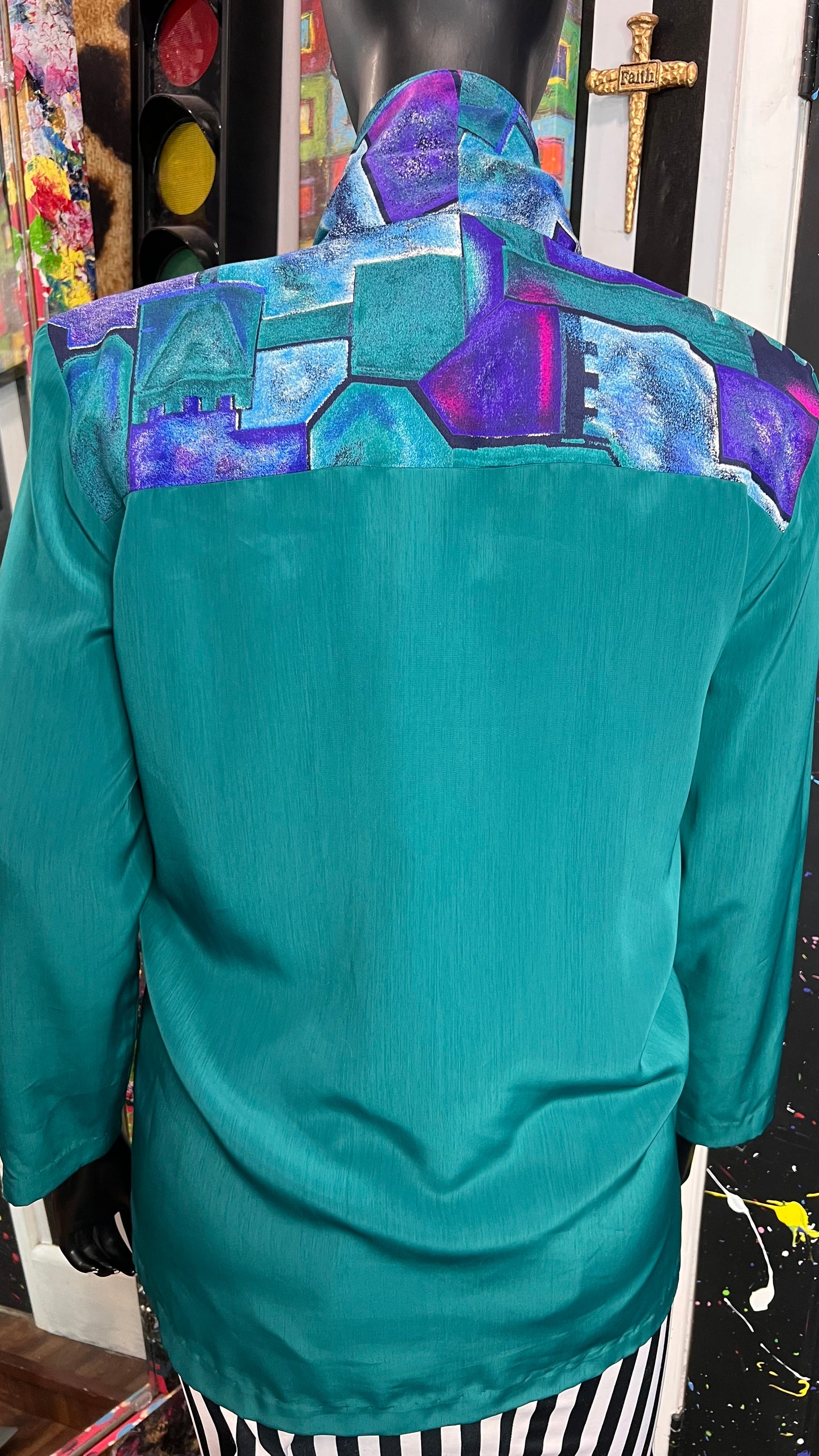 Vintage Teal City Girl Blazer (12/14)