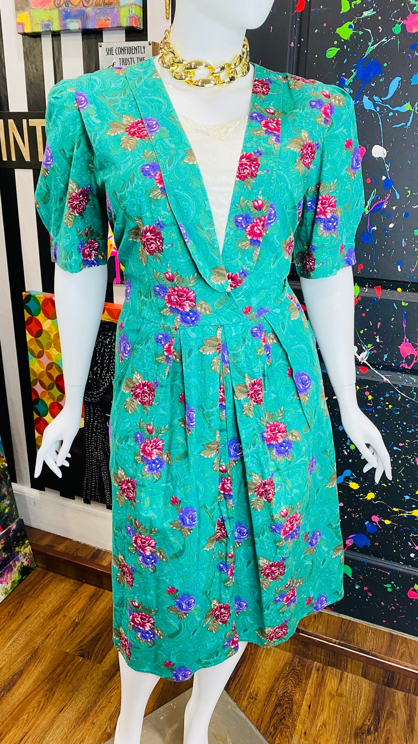 Vintage Floral Dress (22W)