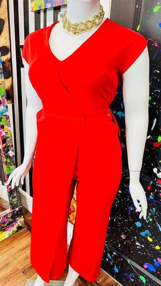 Vintage Inspired Unique Red Jumpsuit (14/16)