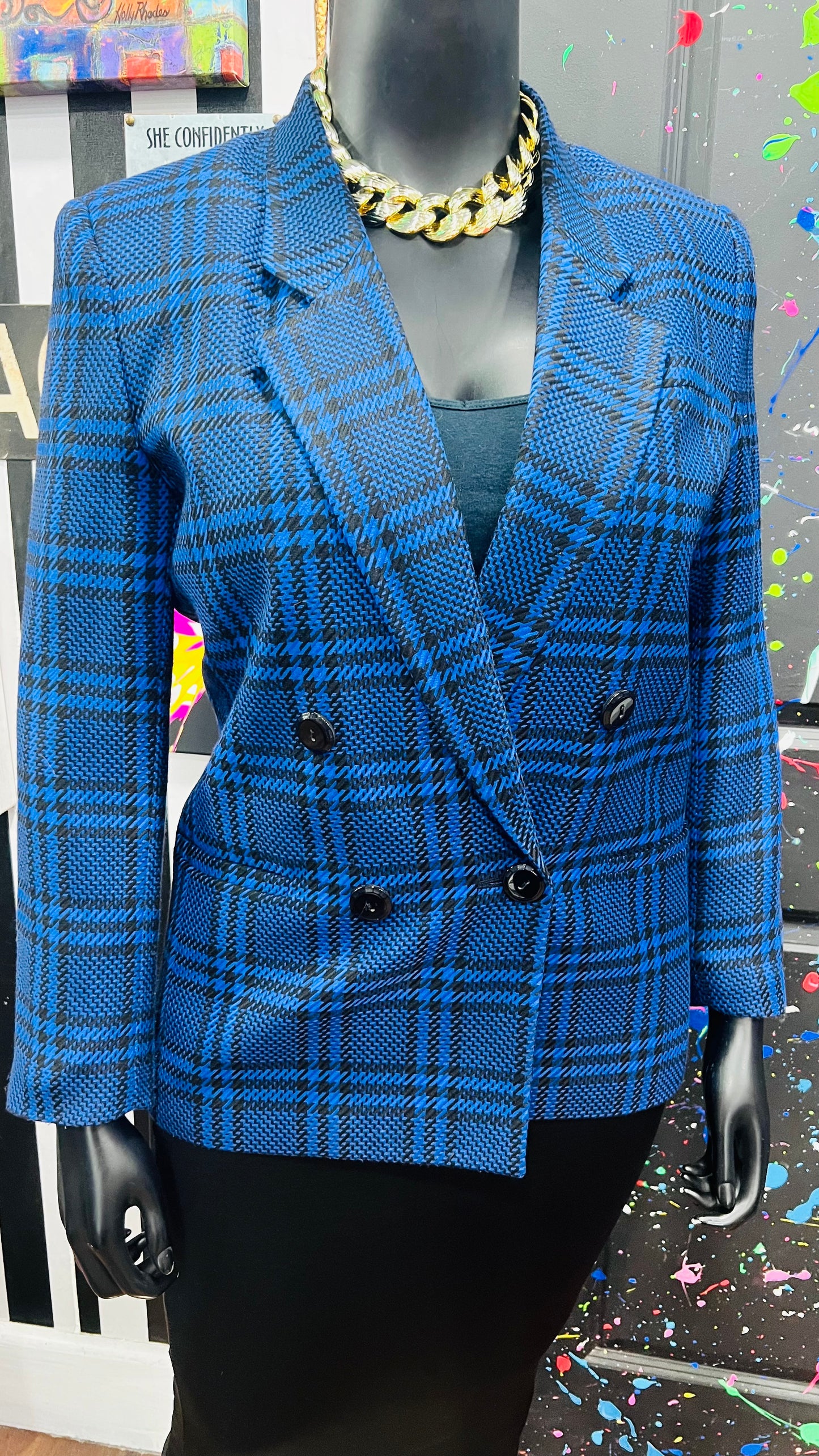 Vintage Blue & Black Blazer (14)