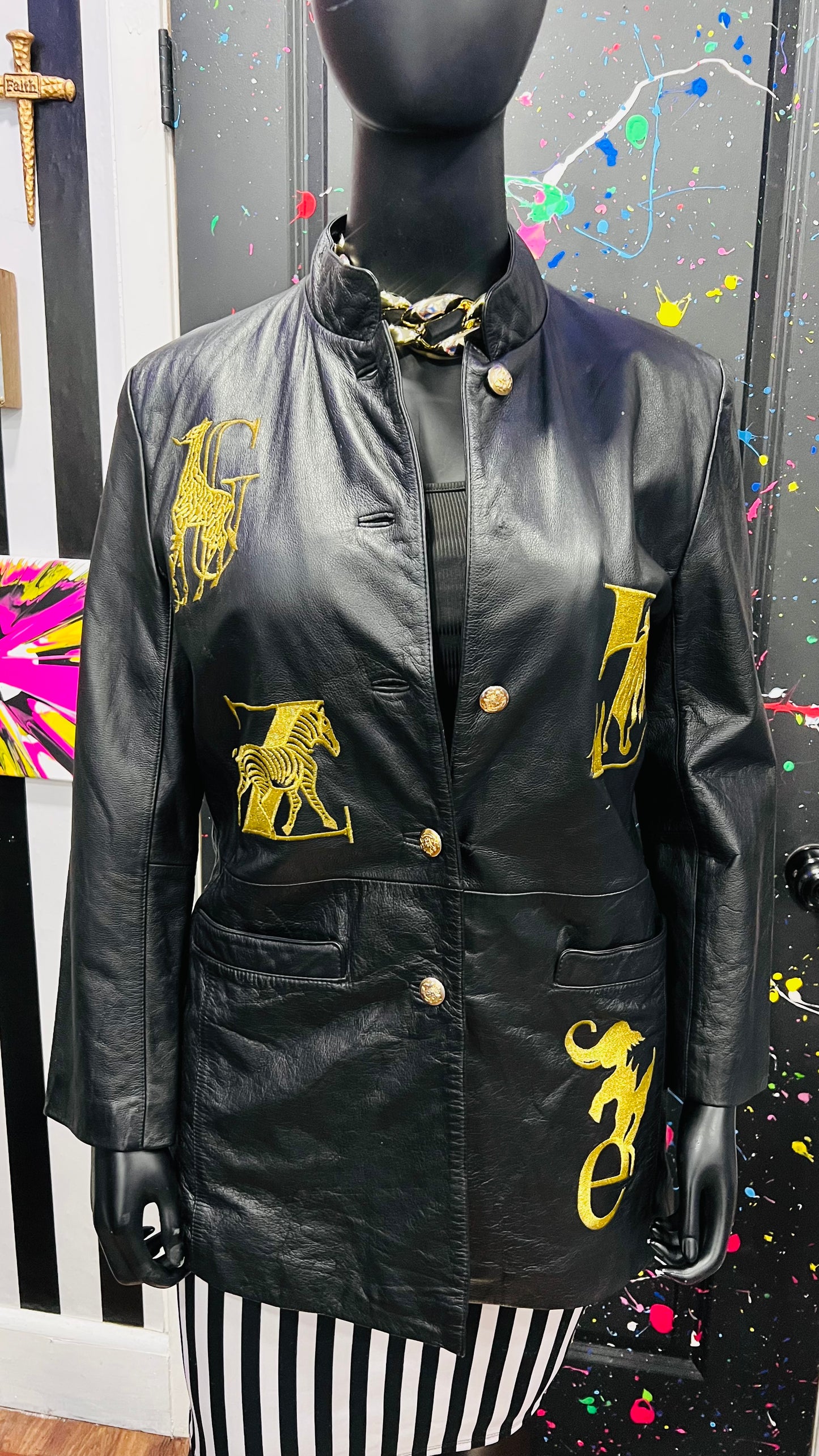 Vintage Genuine Leather Animal & Letter Jacket (14)