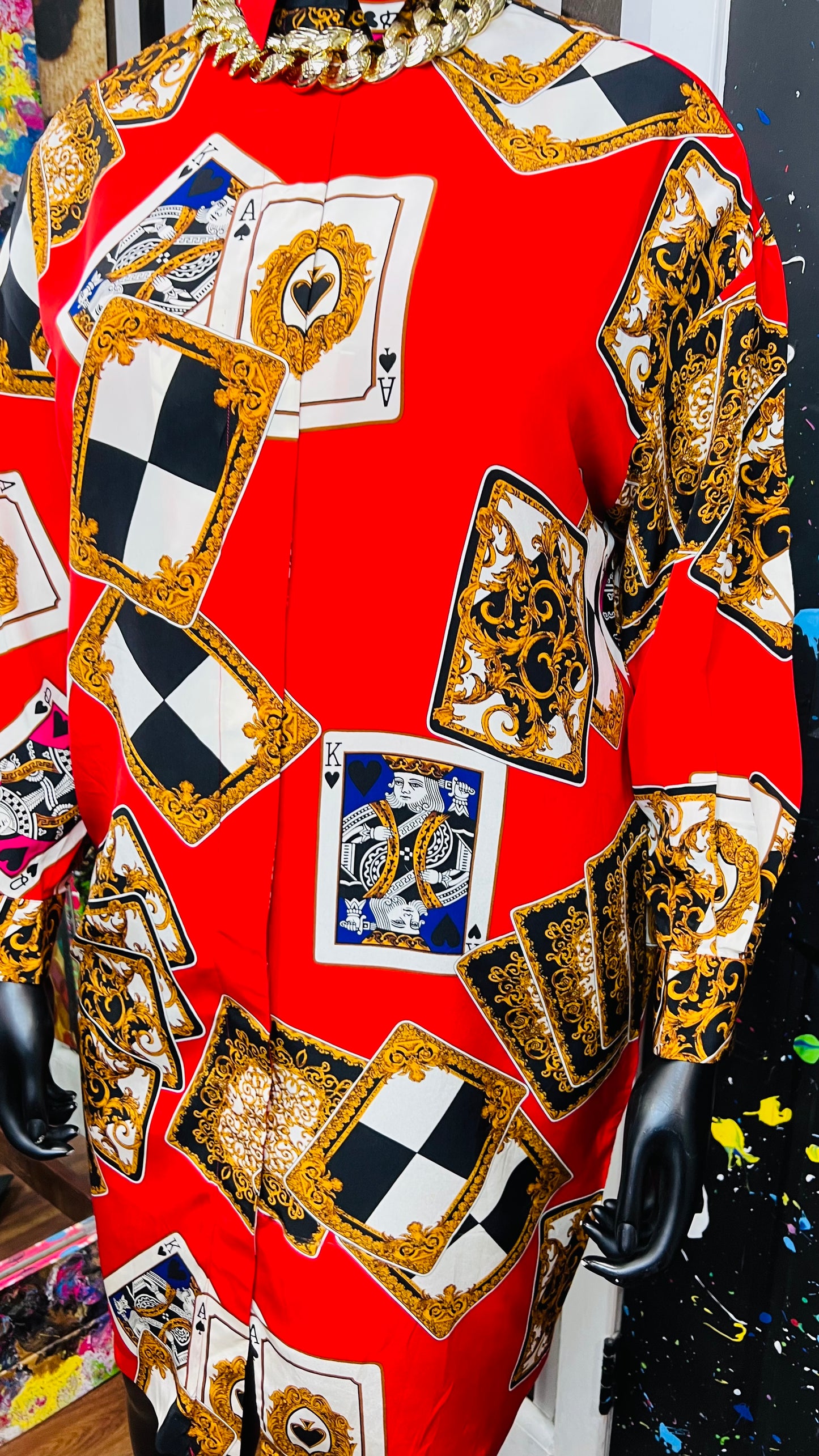 Vintage 100% Silk Ace Of Spades Dress (12) - Can fit up to some 16