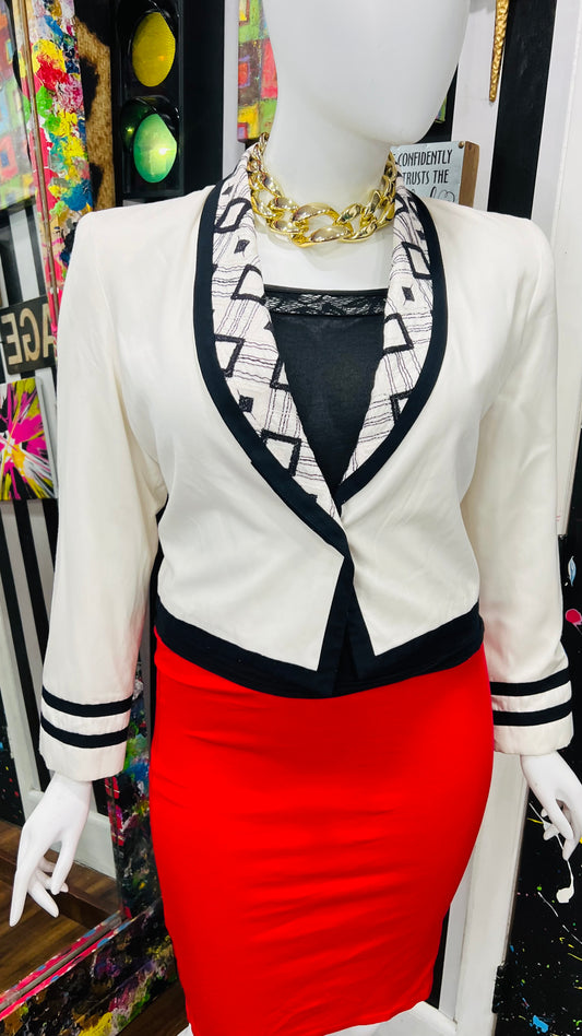 Vintage Cropped Black & White Blazer (18)