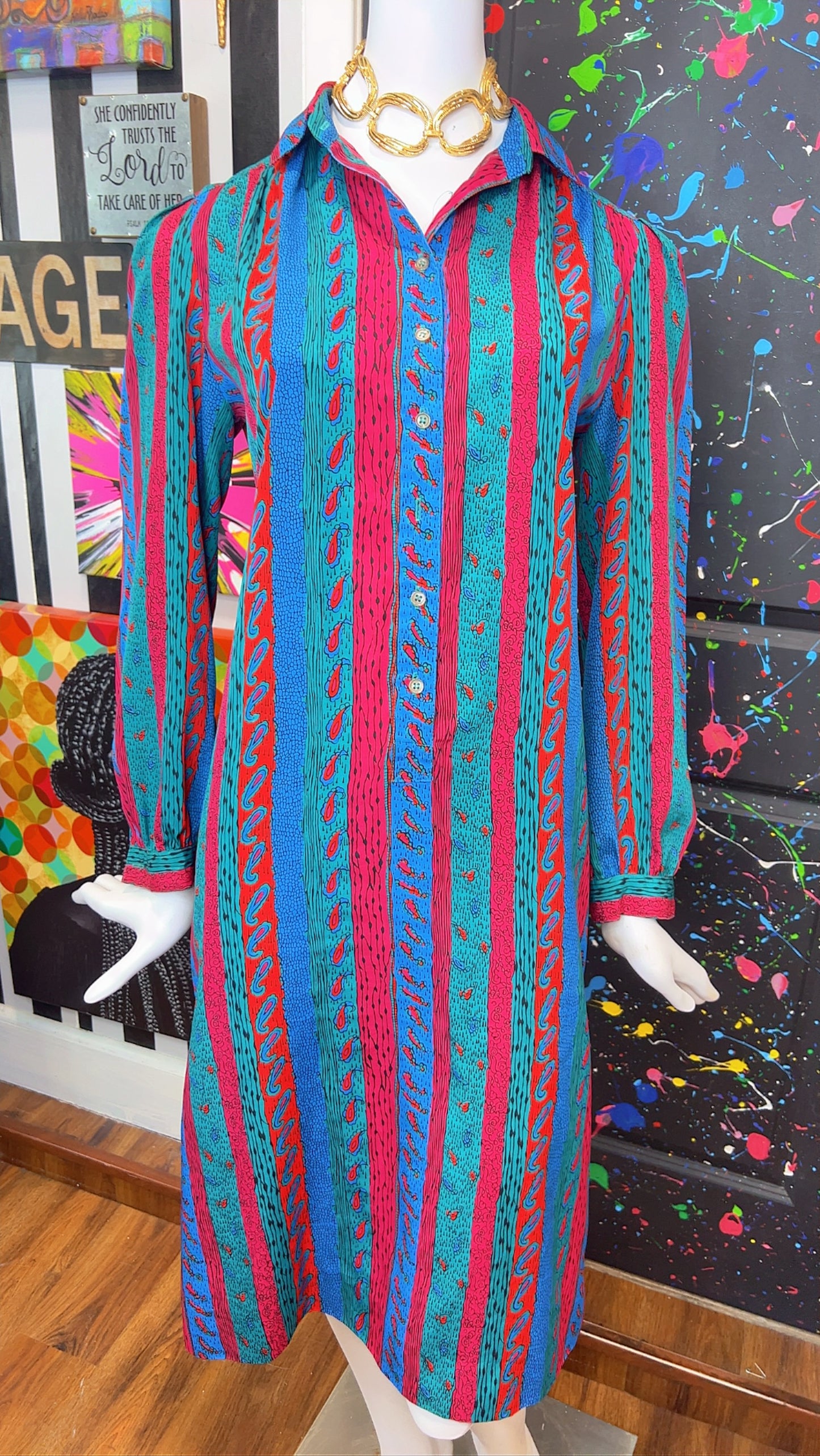 Vintage Paisley Print Dress (14)