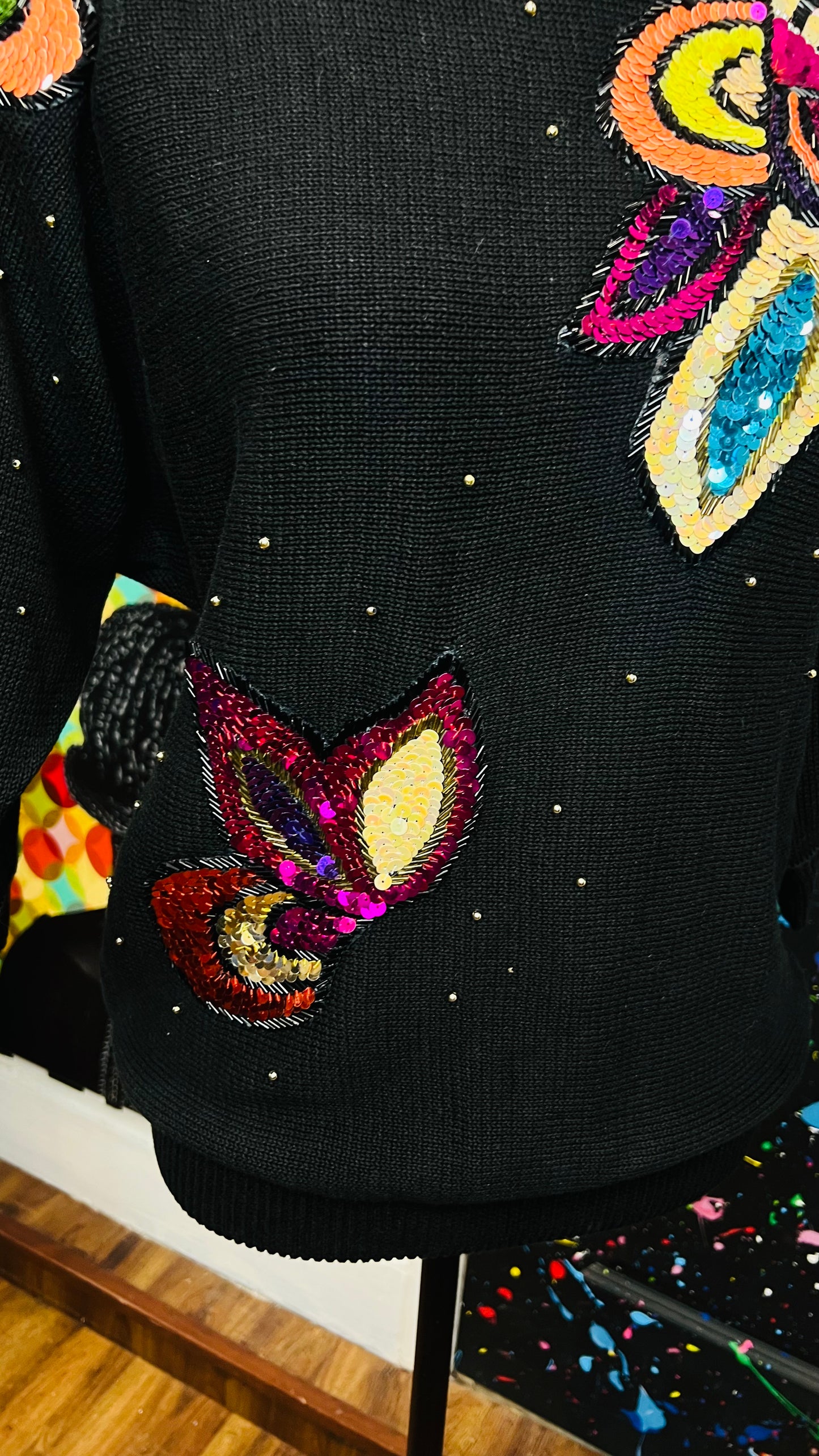 Vintage Black Sequin Sweater (14)