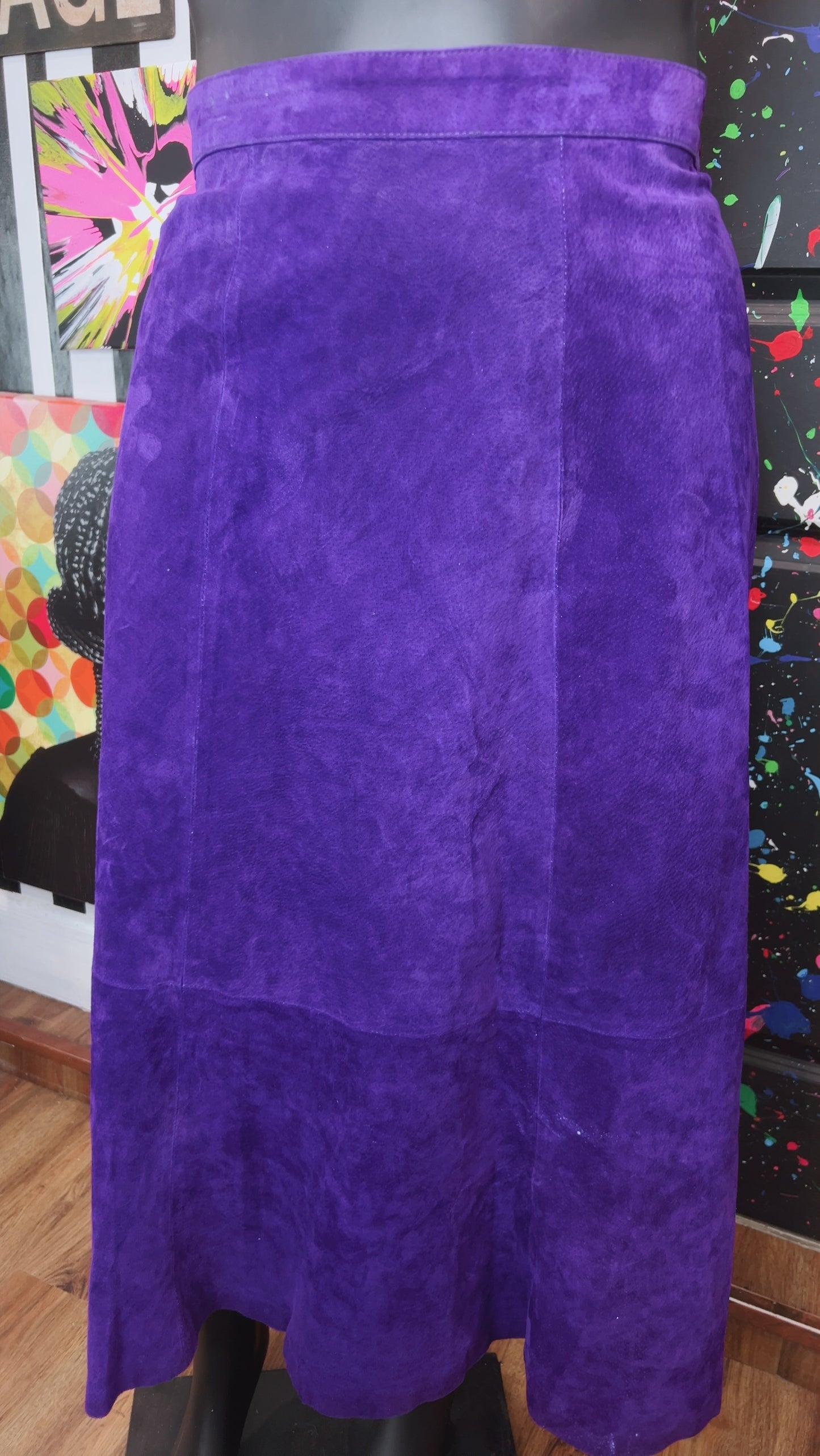 Vintage Purple Genuine Suede Leather Skirt (18W)