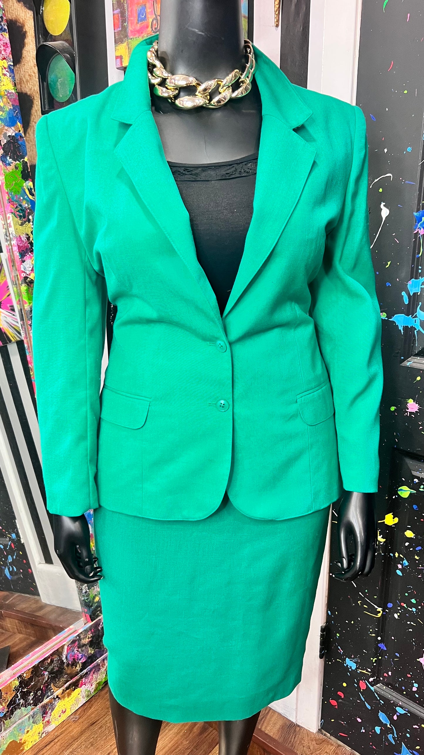 Vintage Green Skirt Suit (16)