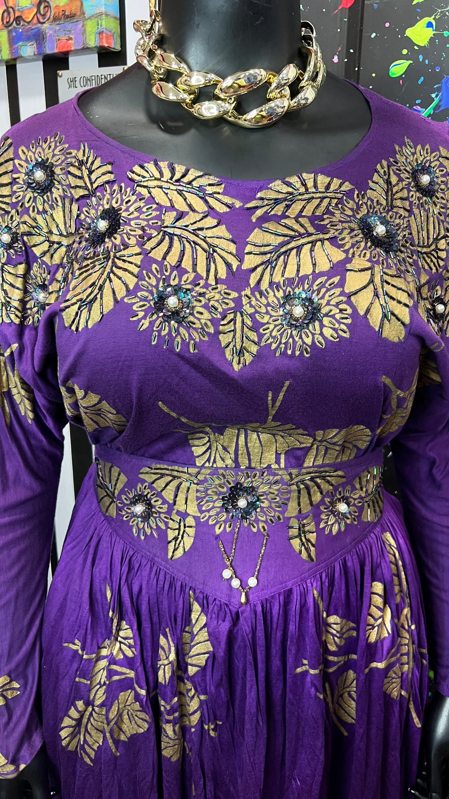 Vintage Rayon Sequin Skirt Set (18)