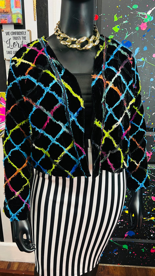 Vintage Cropped Colorful Unique Blazer (16/18)