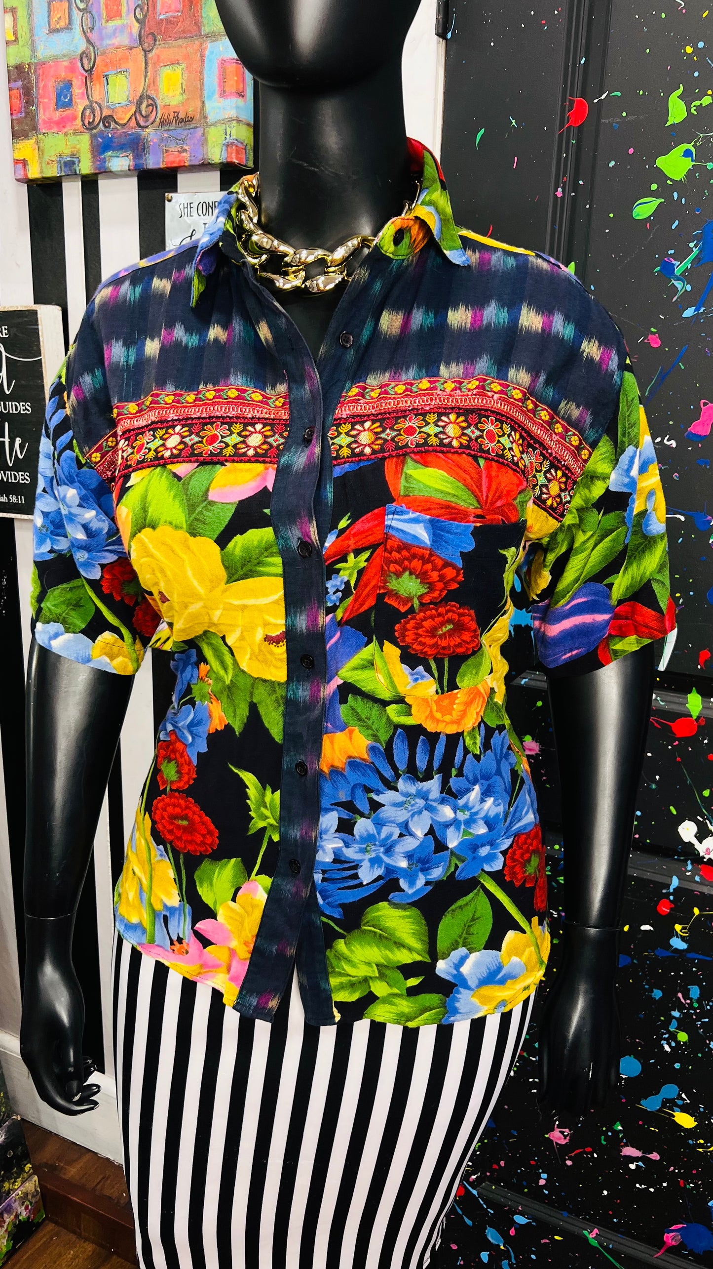 Vintage Rayon Floral Blouse (16)