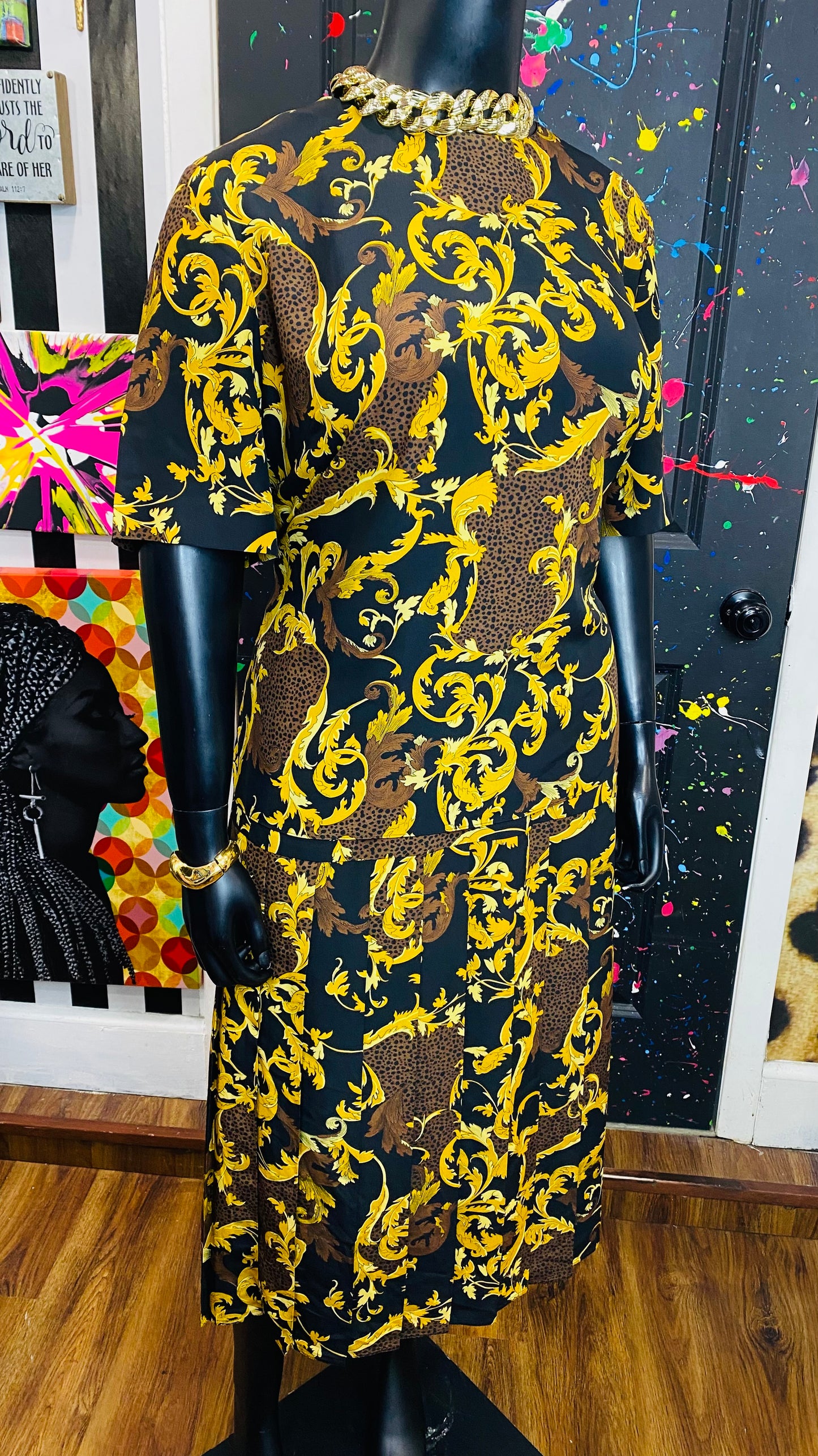 Vintage Nautical & Animal Print Skirt Set (20W)
