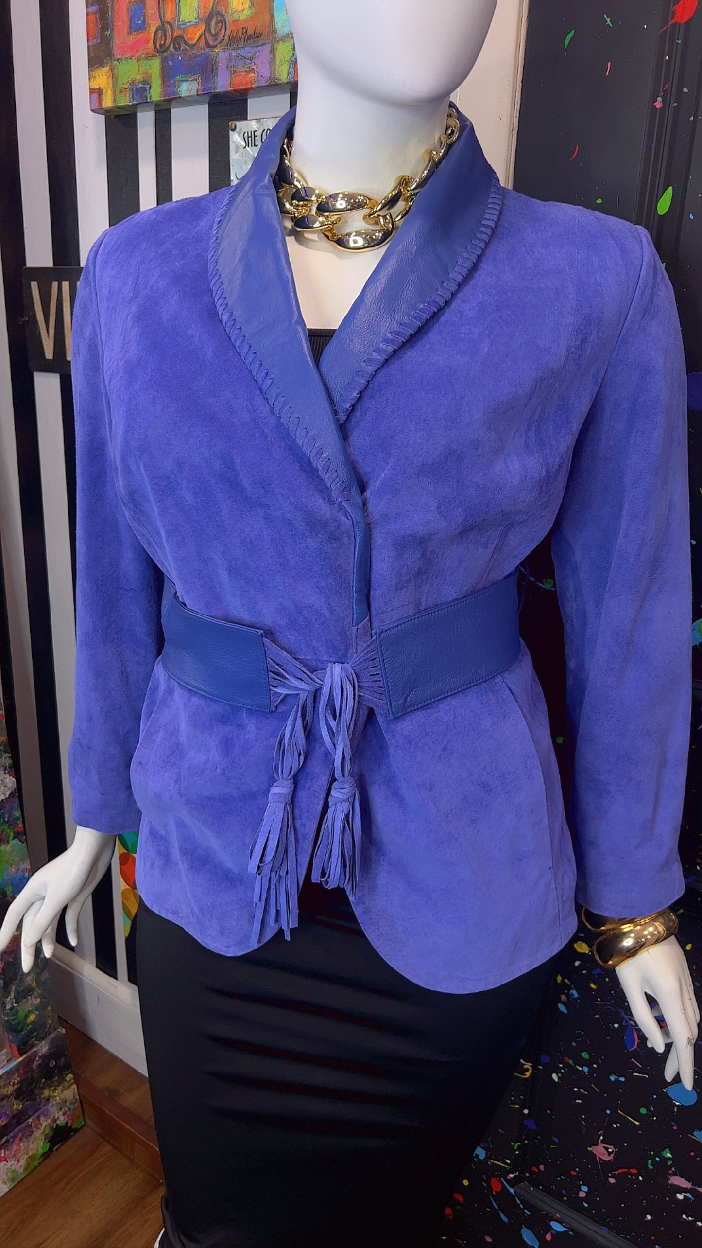Vintage Suede Leather Jacket with Belt (18)