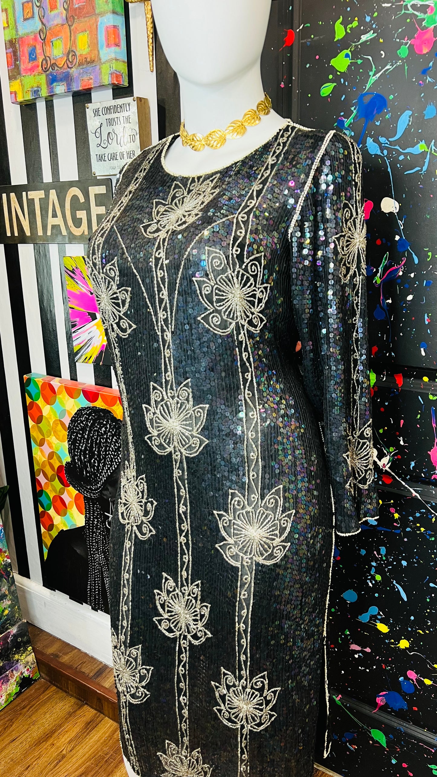 Vintage Silk Sequin Dress (14)