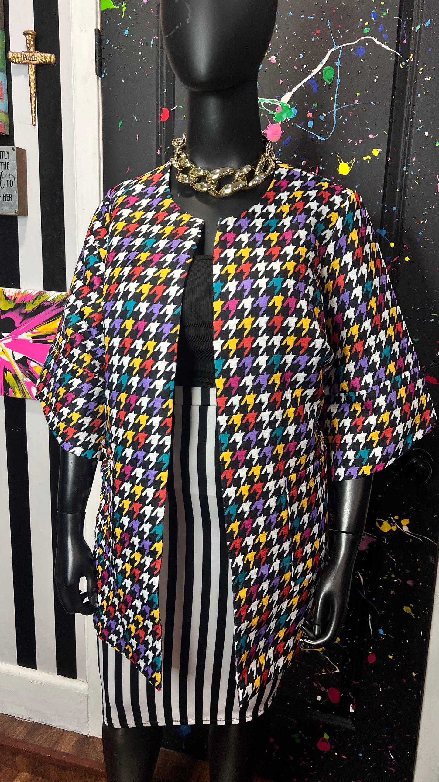 Vintage Colorblock Open Duster (18W)