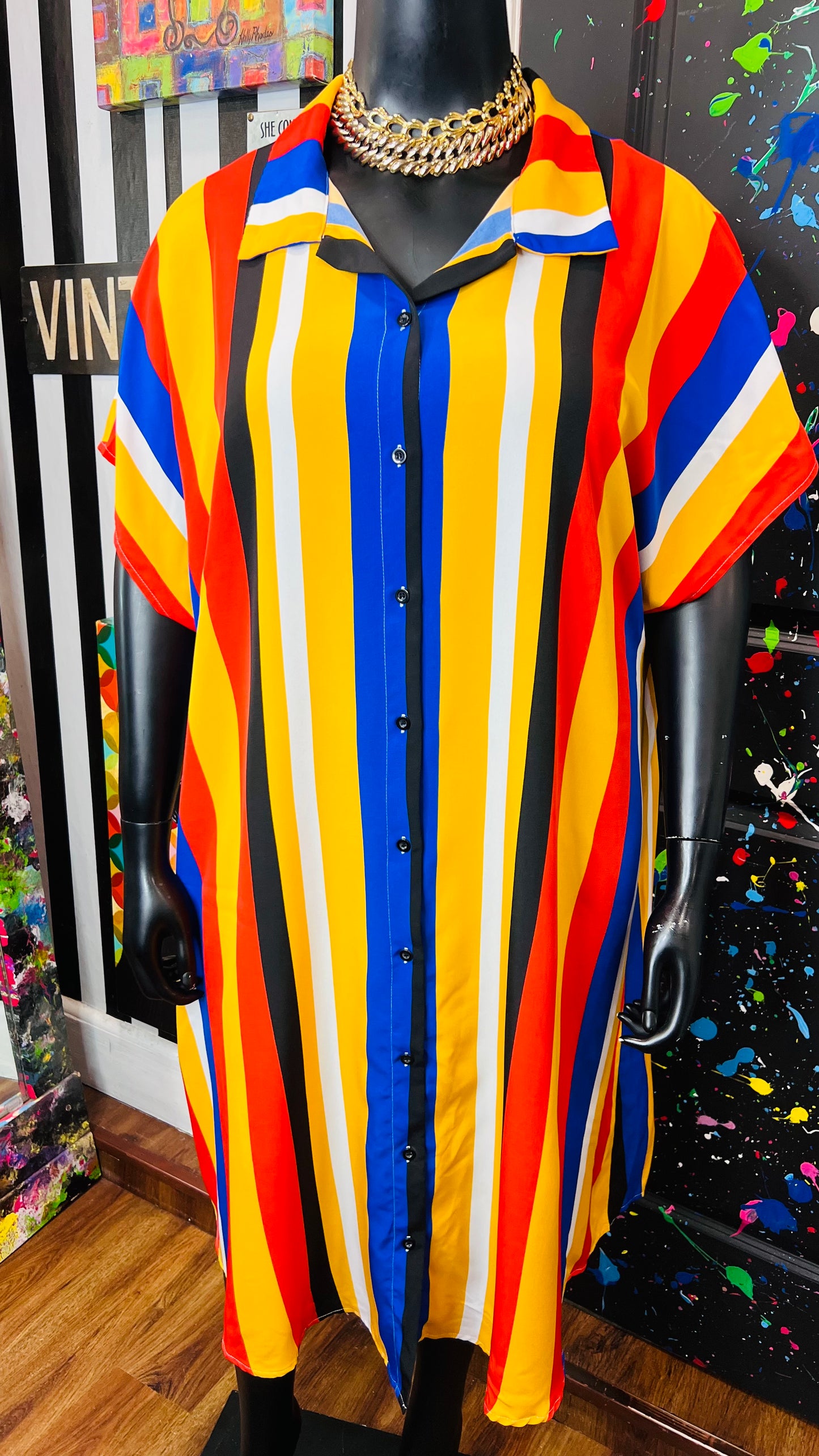 Primary Color Striped Dress (20/22)