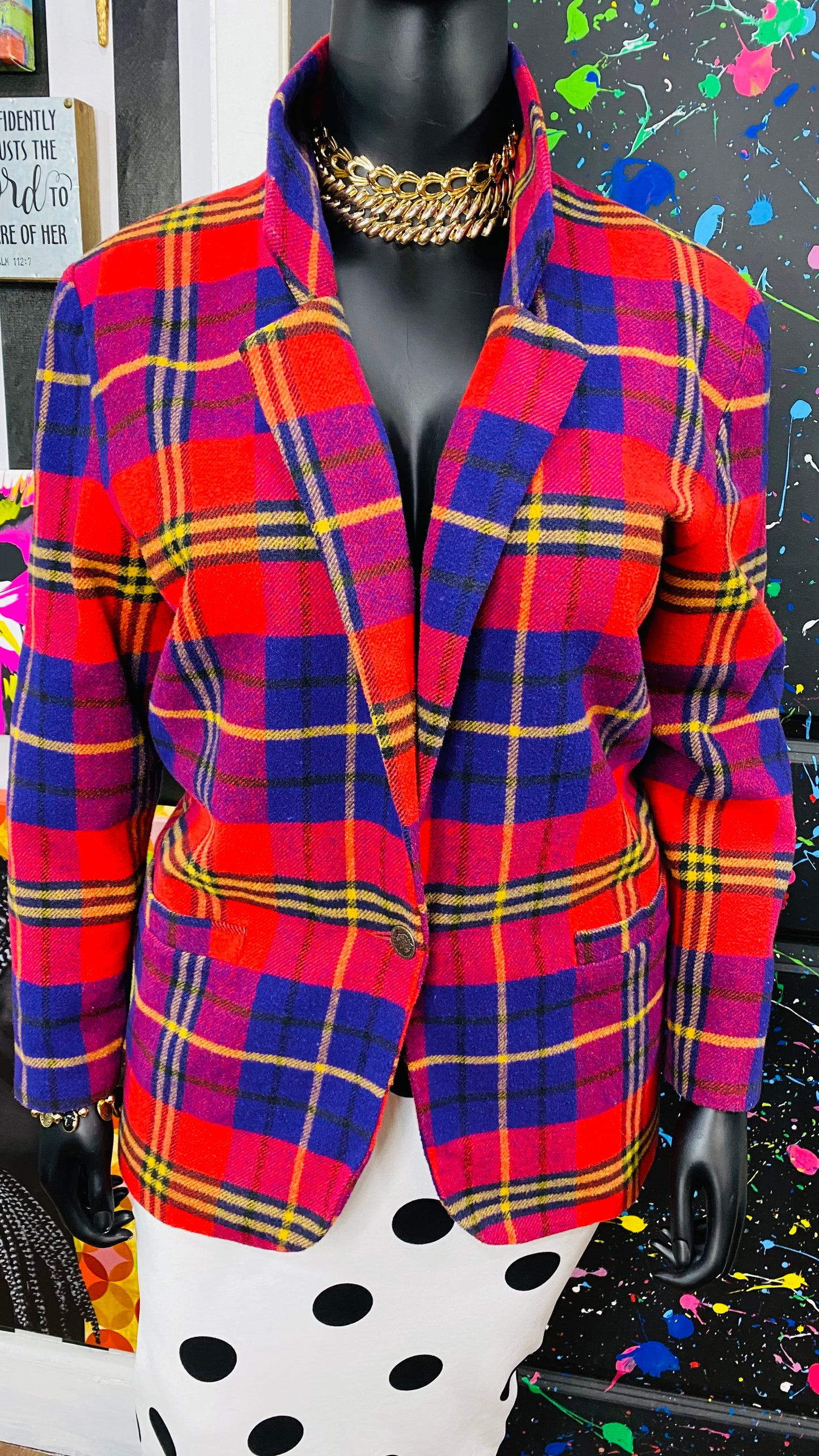 Vintage Plaid Wool (lined) Blazer (16)