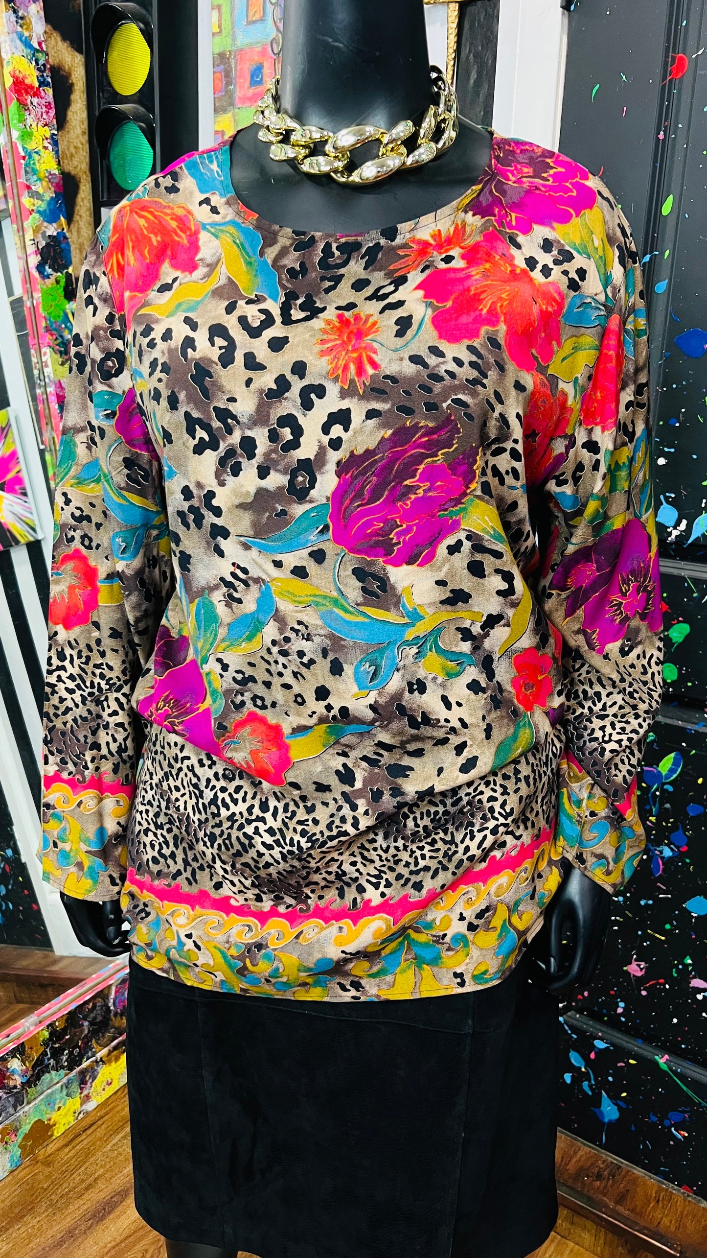 Vintage Carole Little Rayon Blouse (16) *Oversized