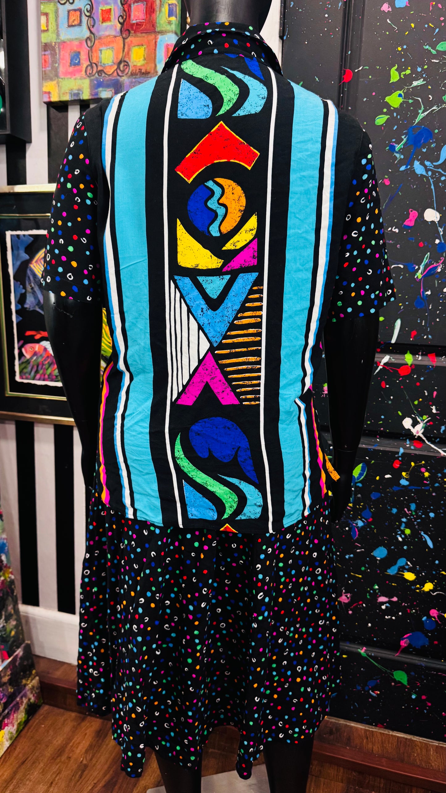 Vintage Rayon Abstract 90s Skirt Set (18W) *KC