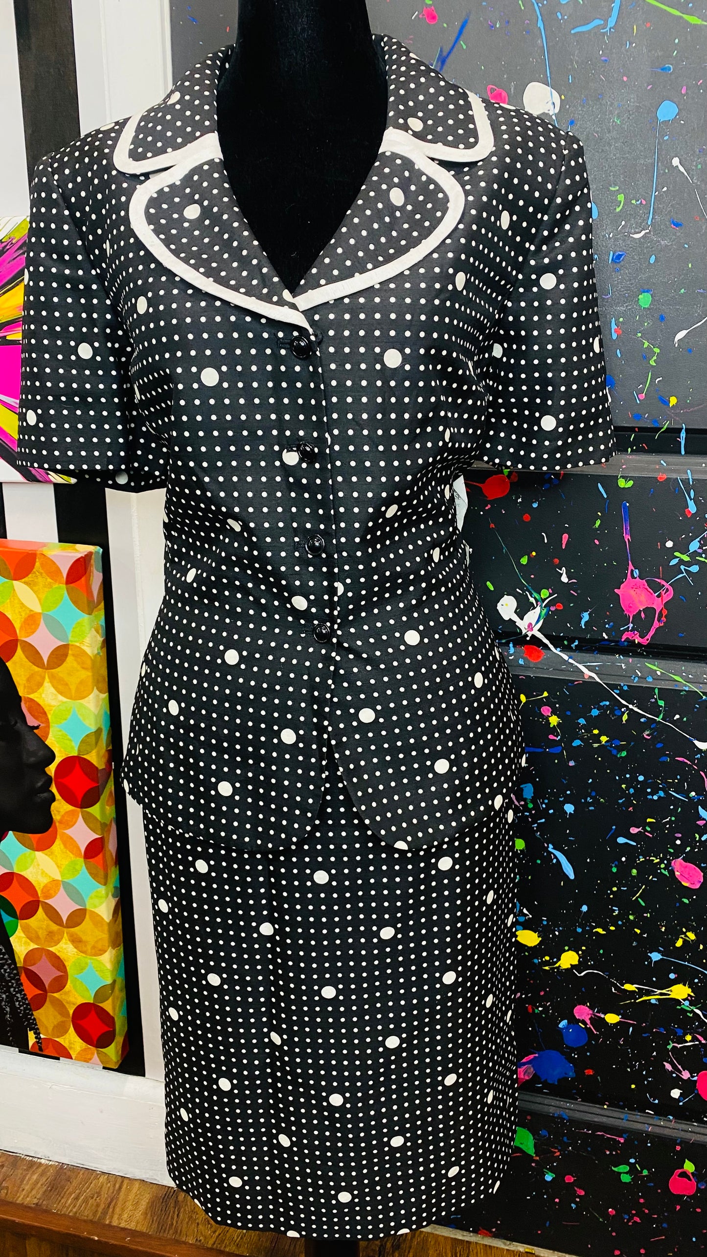 Vintage Polka Dot Skirt Suit- Deadstock (12)