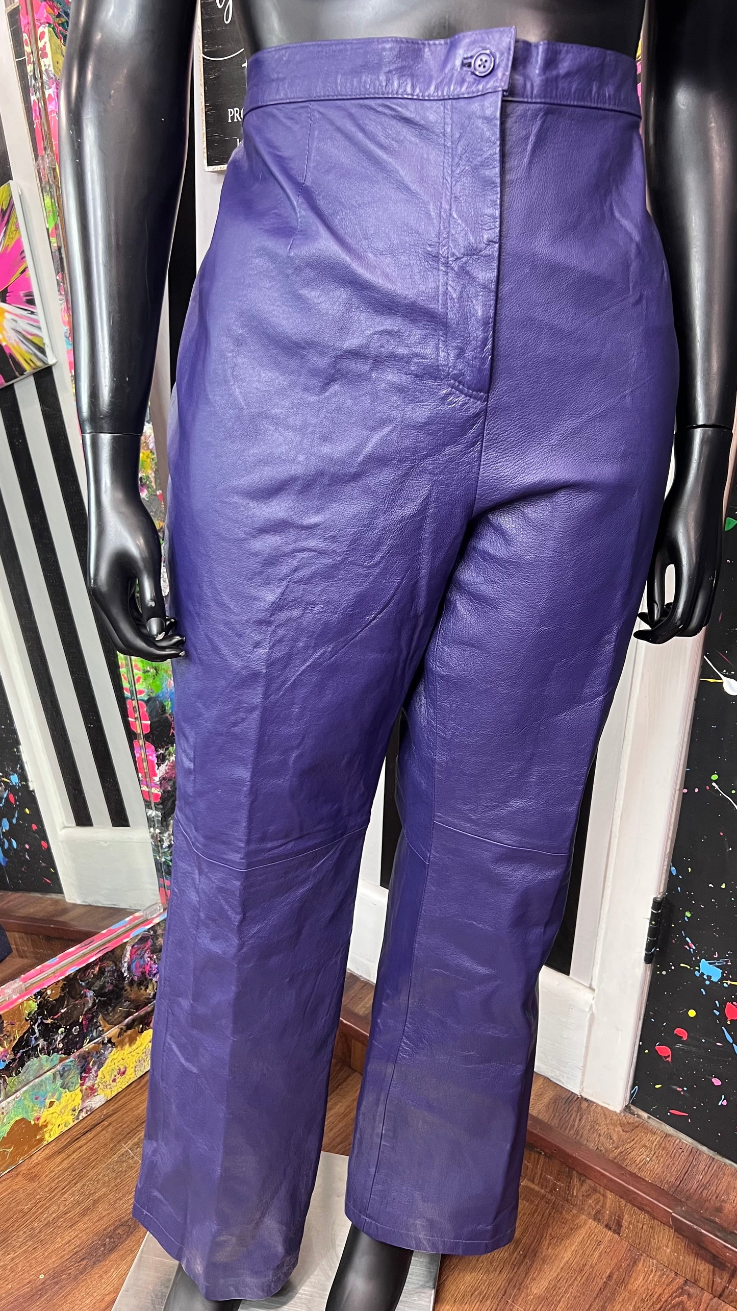 Vintage Genuine Leather Purple Pants (22T)